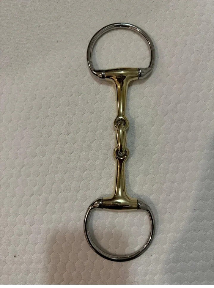 Double jointed egg butt snaffle brass with steel ring 5 1nch