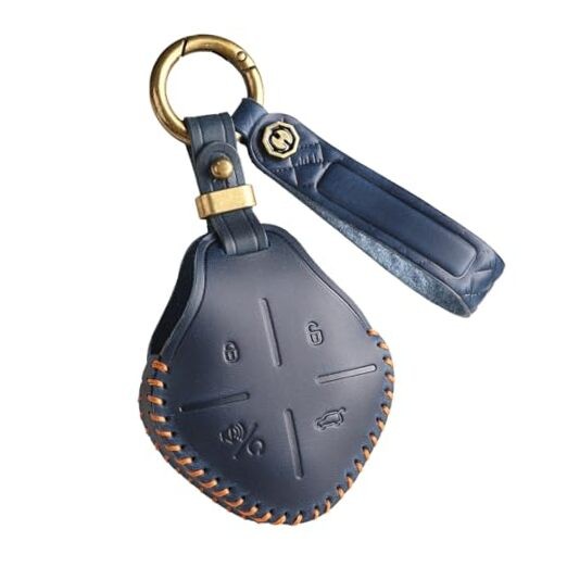 Leather Key Fob Holder Fit for Chery Jetour Dashing X-1 Plus DTC IDM 2022 Blue