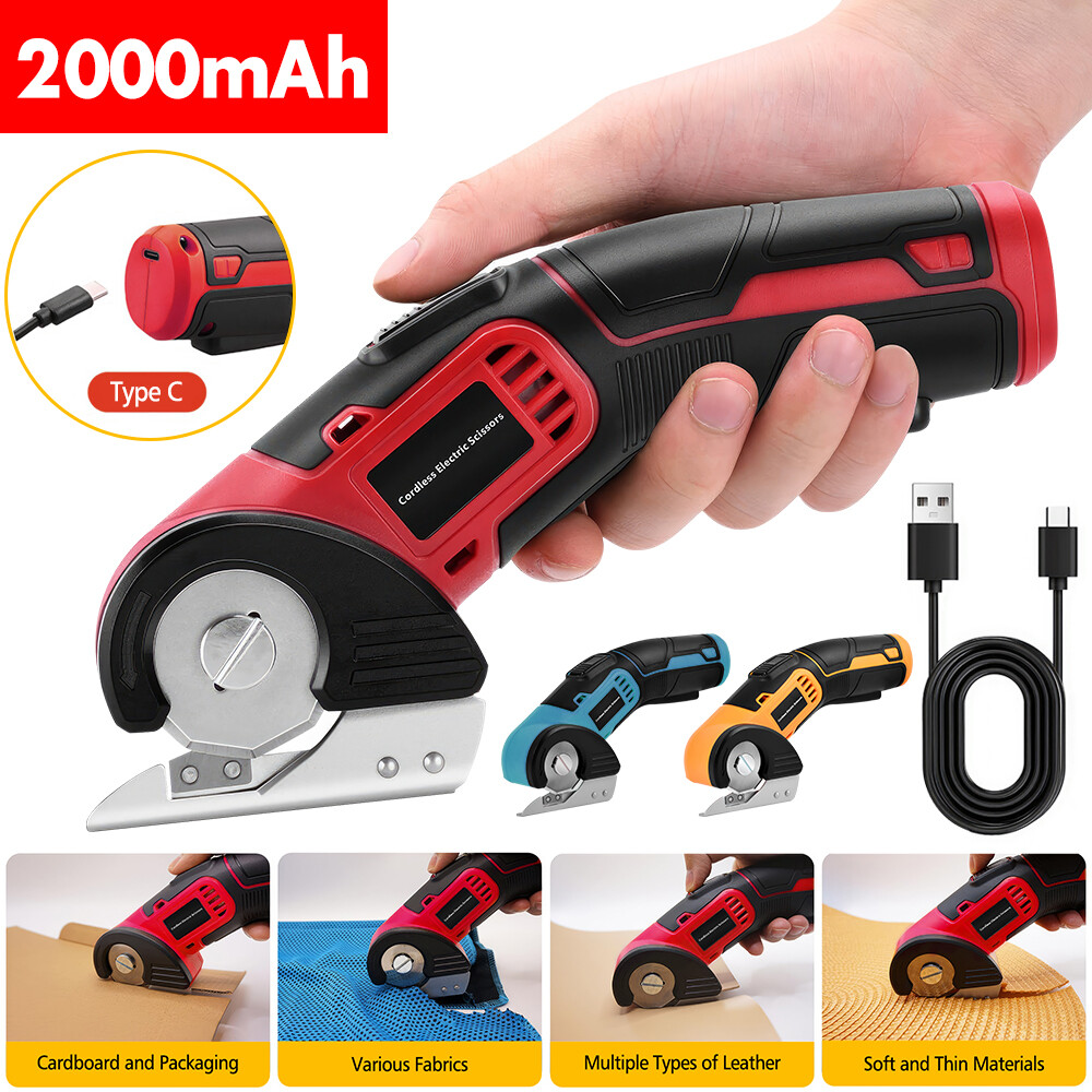 Cordless Electric Scissor Rechargeable Shear Cutter For Leather Carpet Cardboard