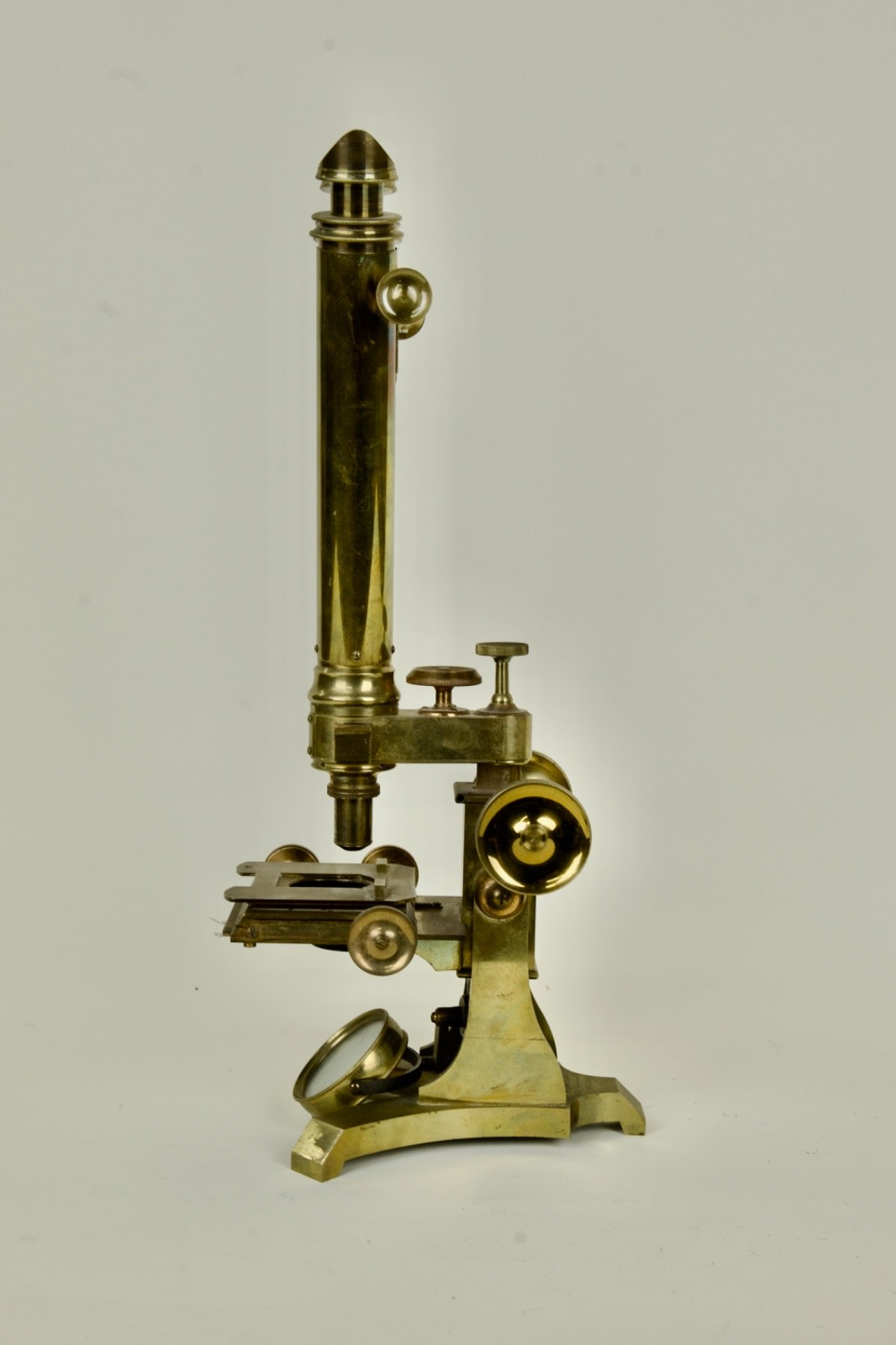 Antique C. Collins Binocular Brass Microscope - London, c. 1875