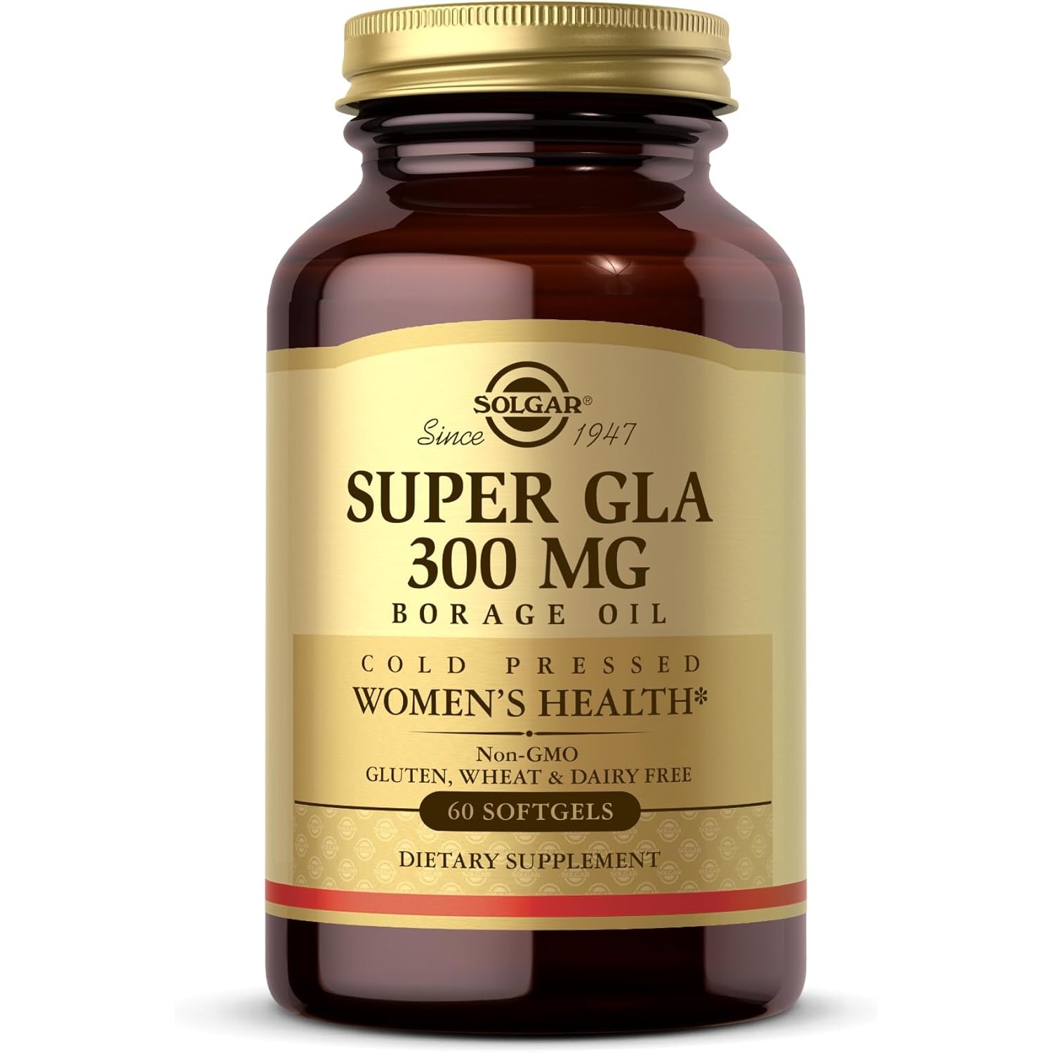 Solgar,SuperGLA 300mg,ColdPressed Borage Oil,Women's Health Support,60Softgels