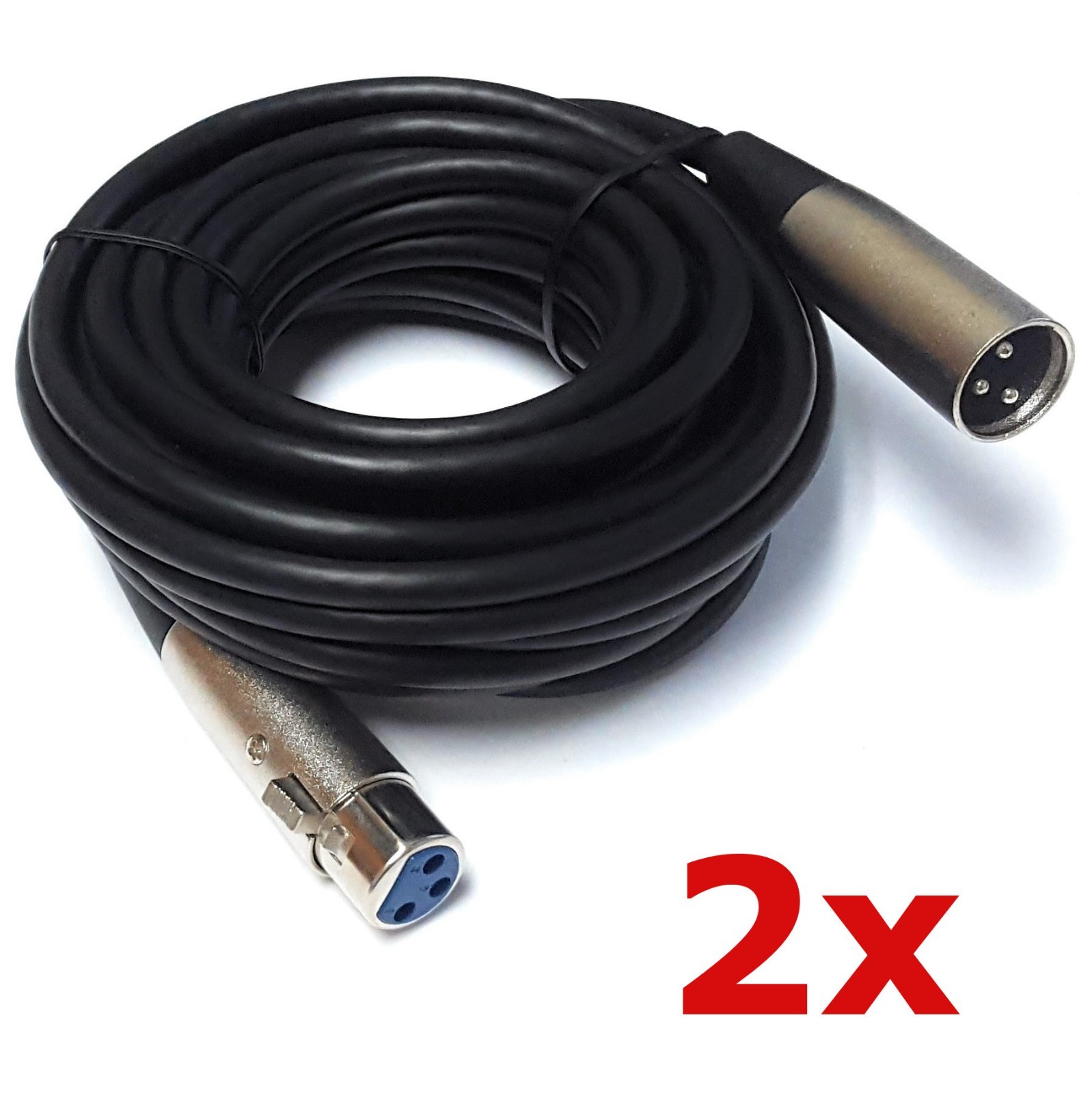 2 Pack Lot XLR Shielded Balanced Microphone Mic Audio Cable Male to Female 25ft