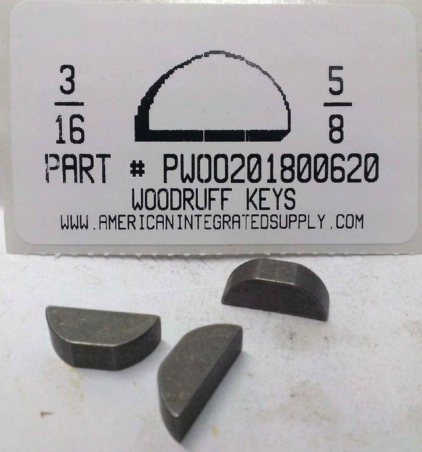 #61 3/16X5/8 WOODRUFF KEYS STEEL PLAIN (10)
