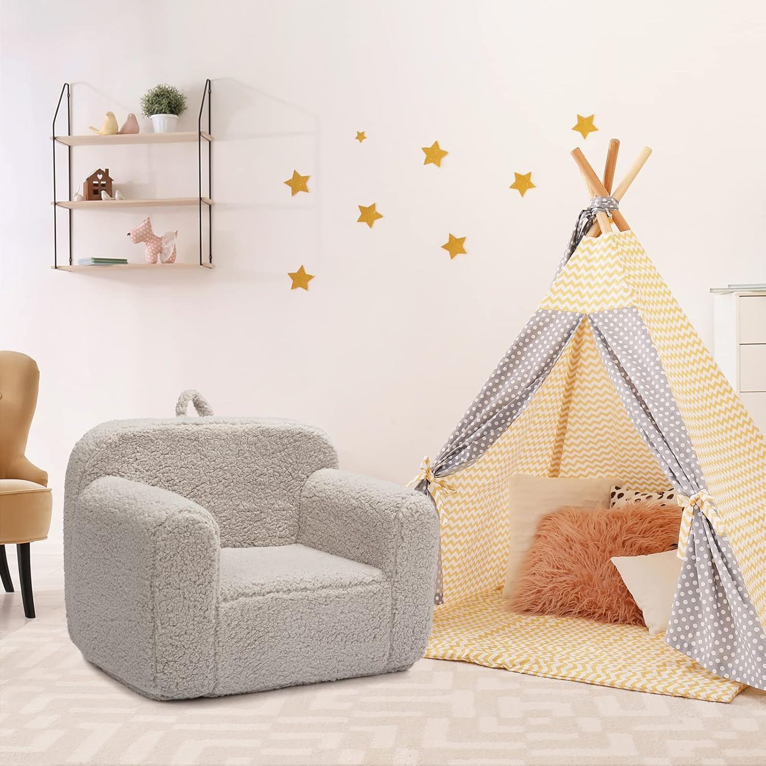 Silla rellena de espuma ultrasuave para niños, peluche para niños pequeños