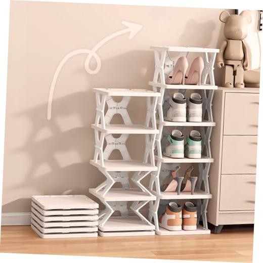 Collapsible Shoe RackOrganizer 6 Tiers-Foldable Shoe Racks for 6 tier grey