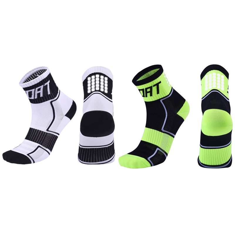2 Pairs Reflective Cycling Socks Bicycle Riding Bike Sport Socks XC Green White