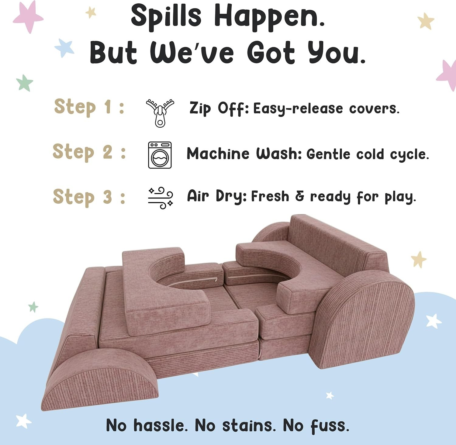 12Pcs Modular Kids Play Couch Soft & Durable Toddler Couch w/ CertiPUR US Foam