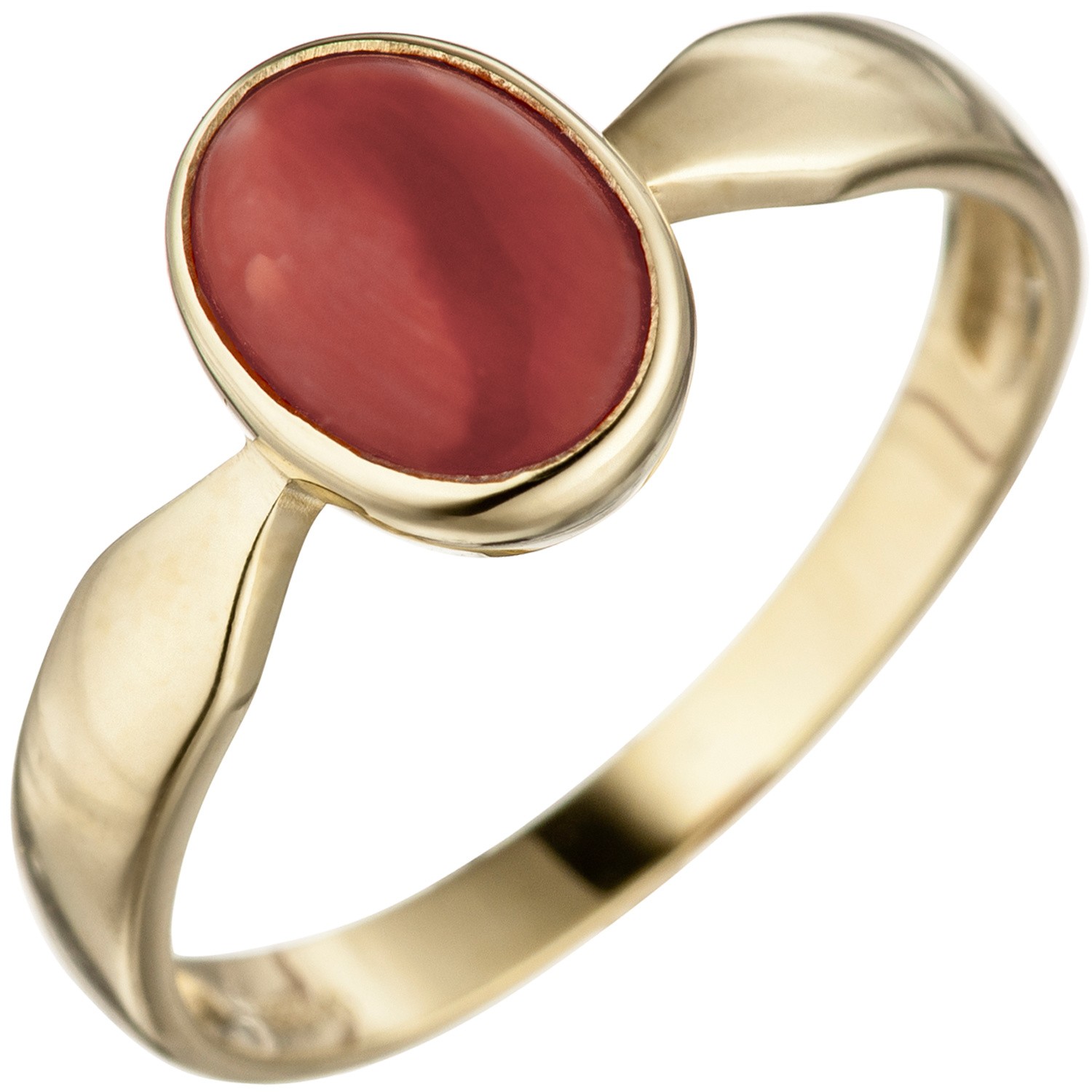 Jobo ladies' ring 333 gold yellow gold 1 coral red gold ring RW: 58