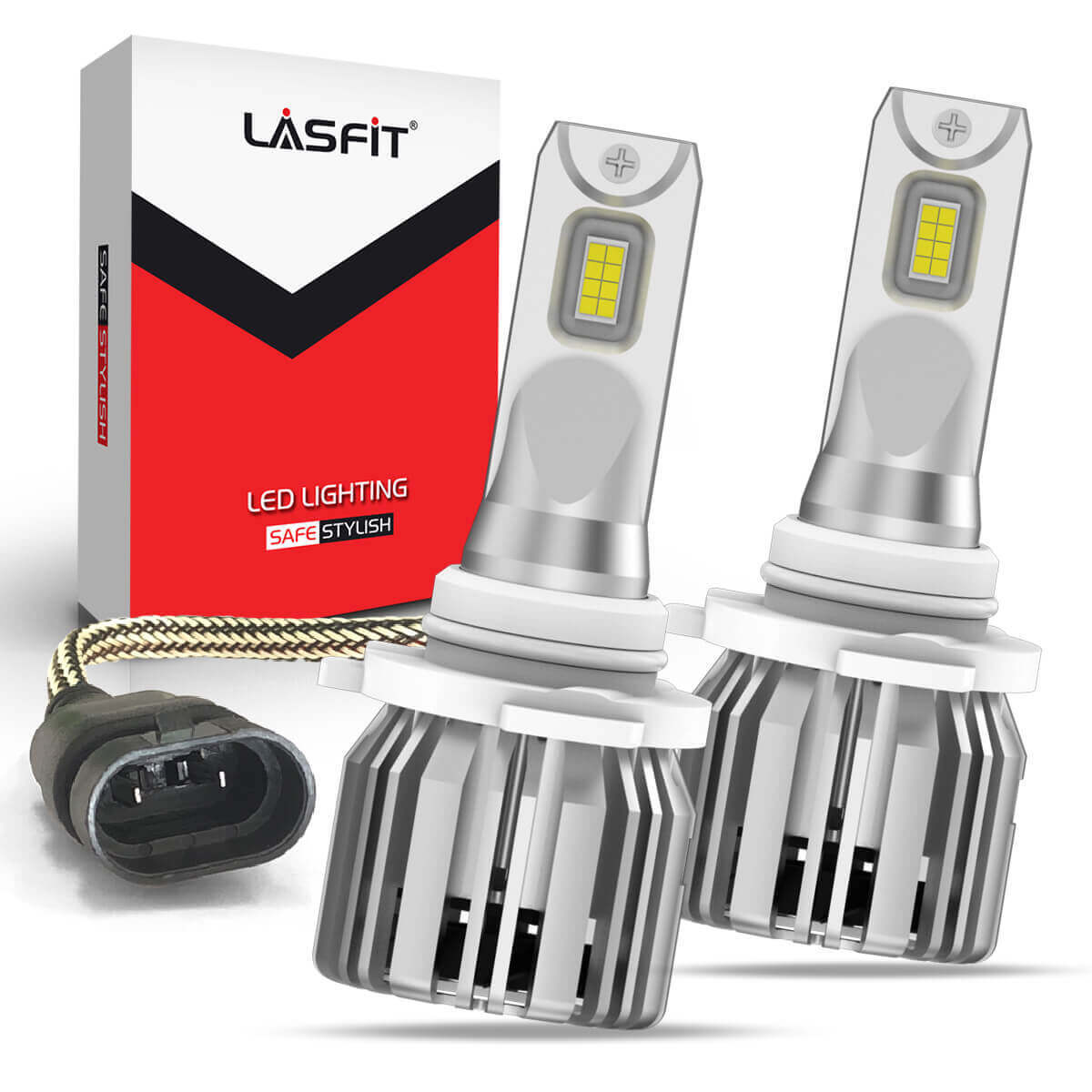 LASFIT 9005/HB3 LED Headlight Bulbs High Beam Conversion Kit White Super Bright