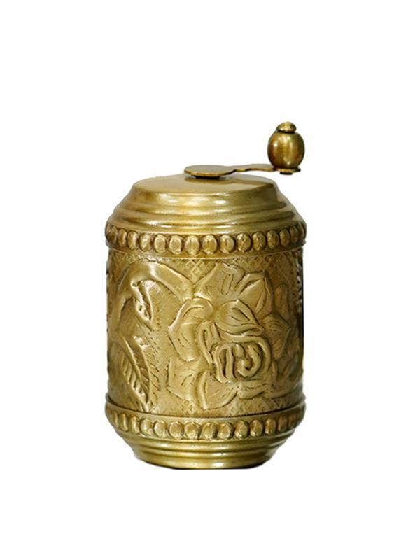 Chinese Peony Home Brass Products Carving Hand Cranked Soft Leather Ruler