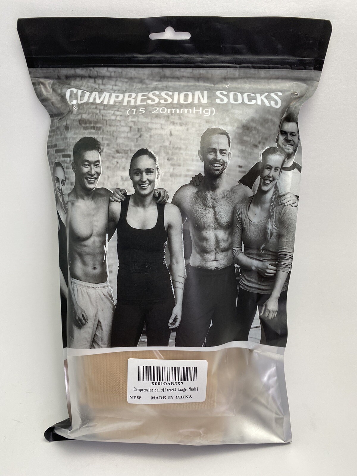 Beige/Nude Compression Socks 15-20 mmHg L/XL Unisex - New