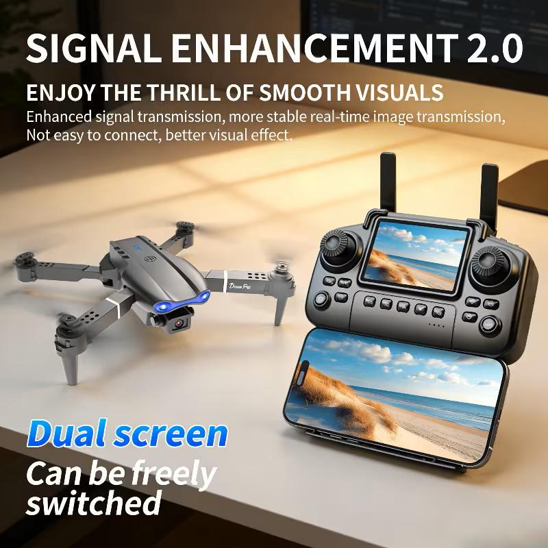 4K HD Camera Drone WiFi FPV RC Foldable Dual Camera with 3 Batteries