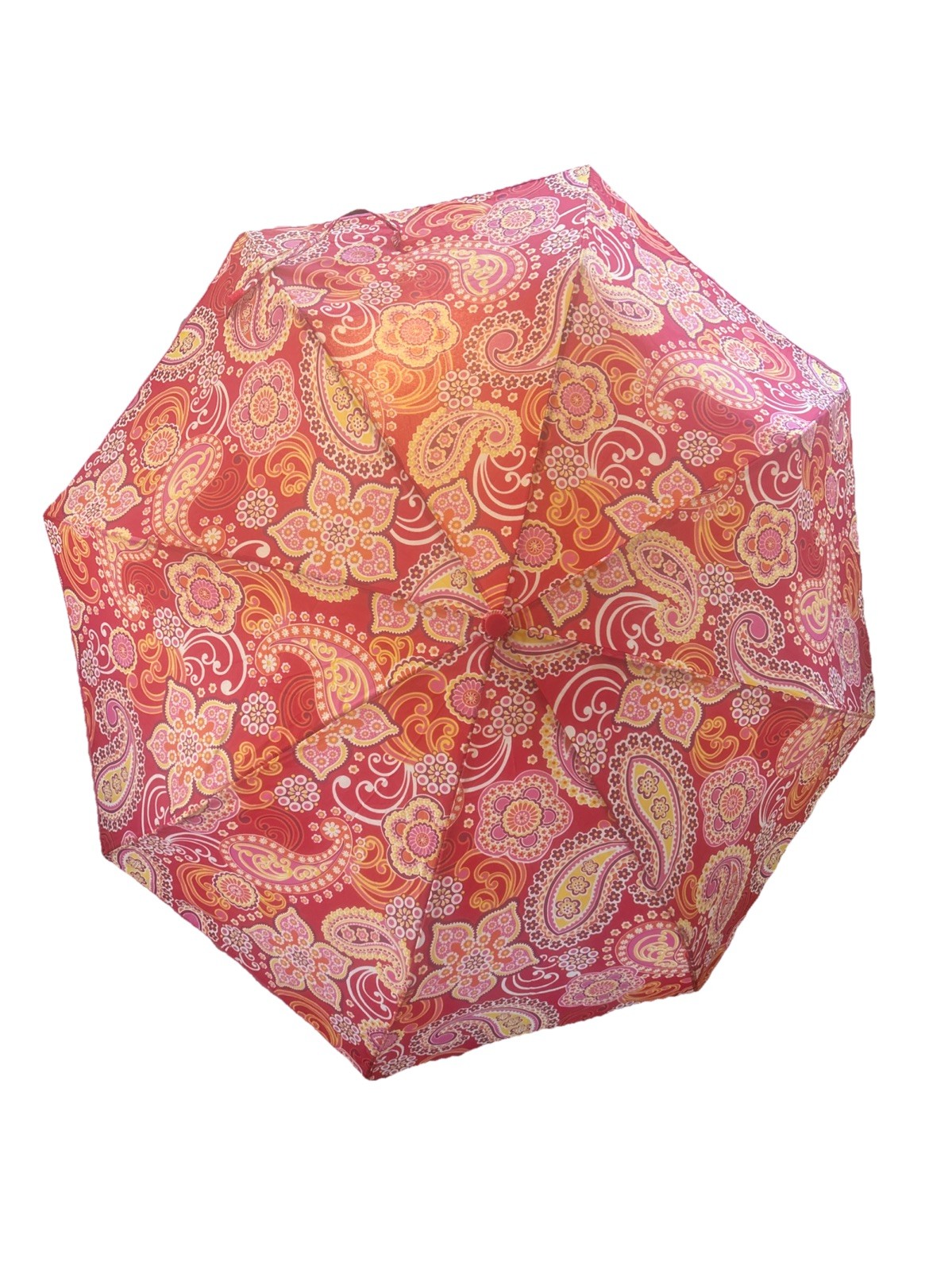 Vera Bradley Umbrella Raspberry Fizz Pink Paisley Compact Folding Leather Handle