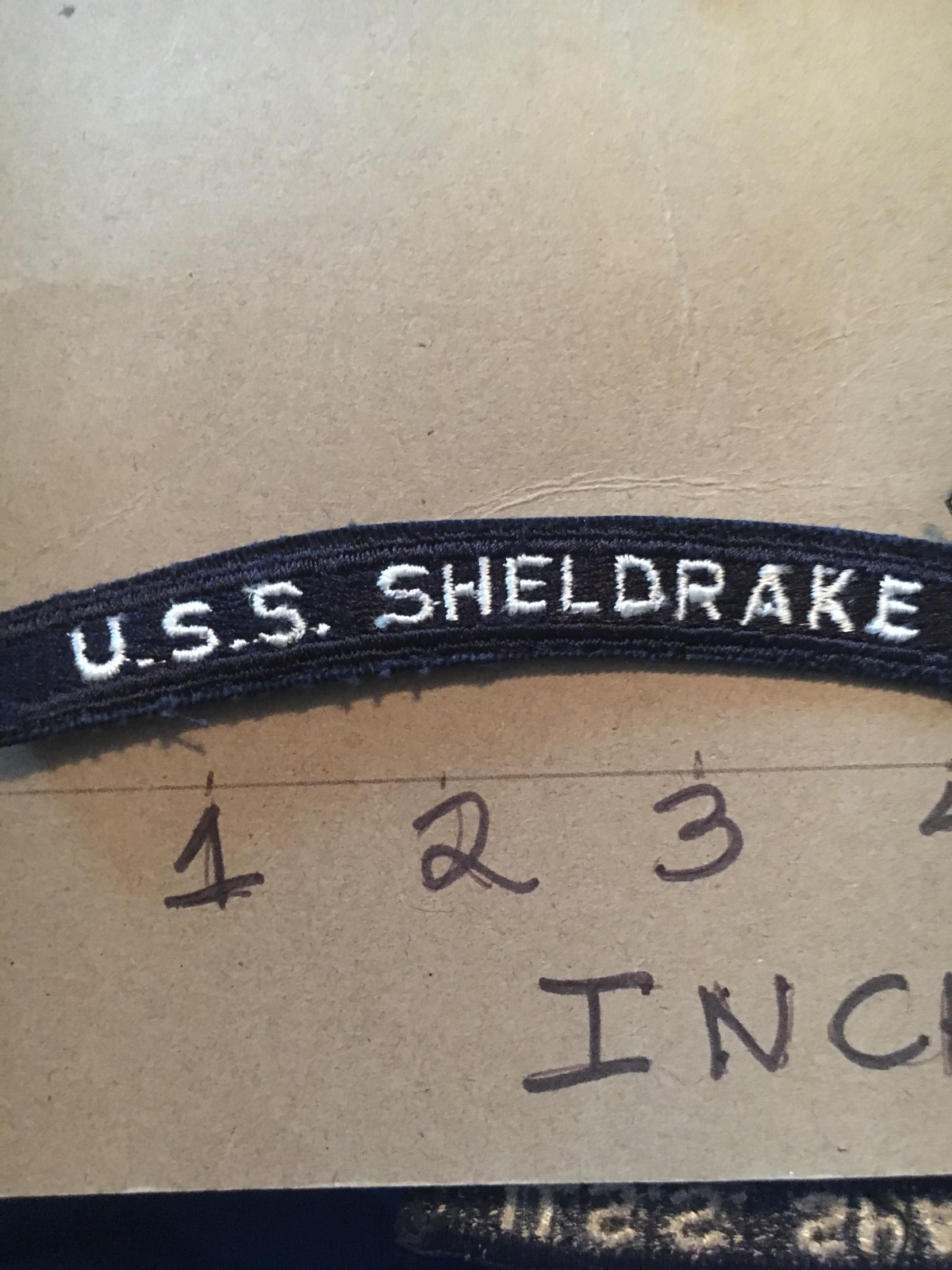 US NAVY SHOULDER STRIP TAB *** rocker *** Patch USS Sheldrake