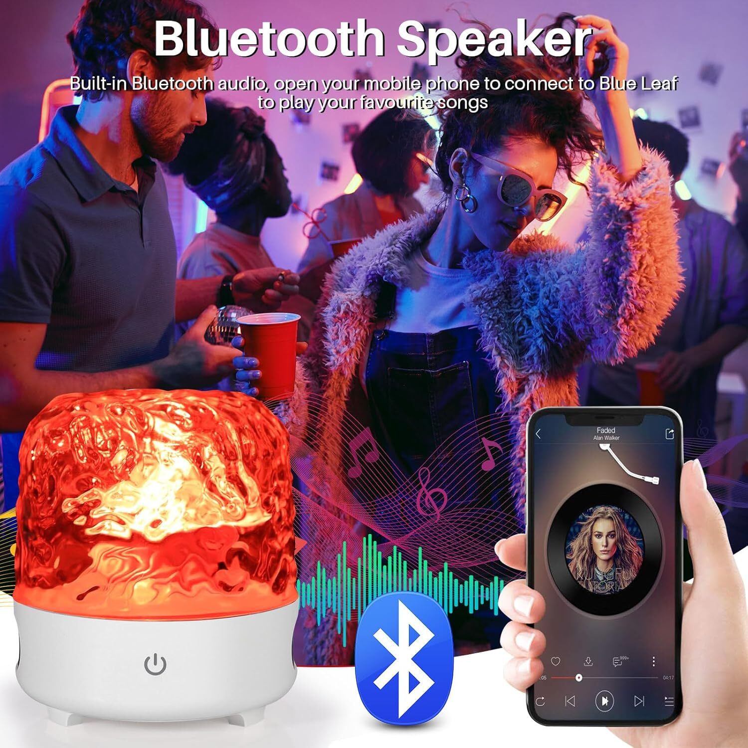 Ocean Wave Night Light Cordless Projector Lamp 16 colors