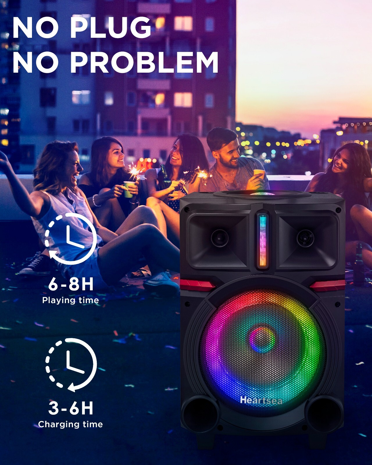 Karaoke Machine with 2 Wireless Microphones & Bluetooth Speaker