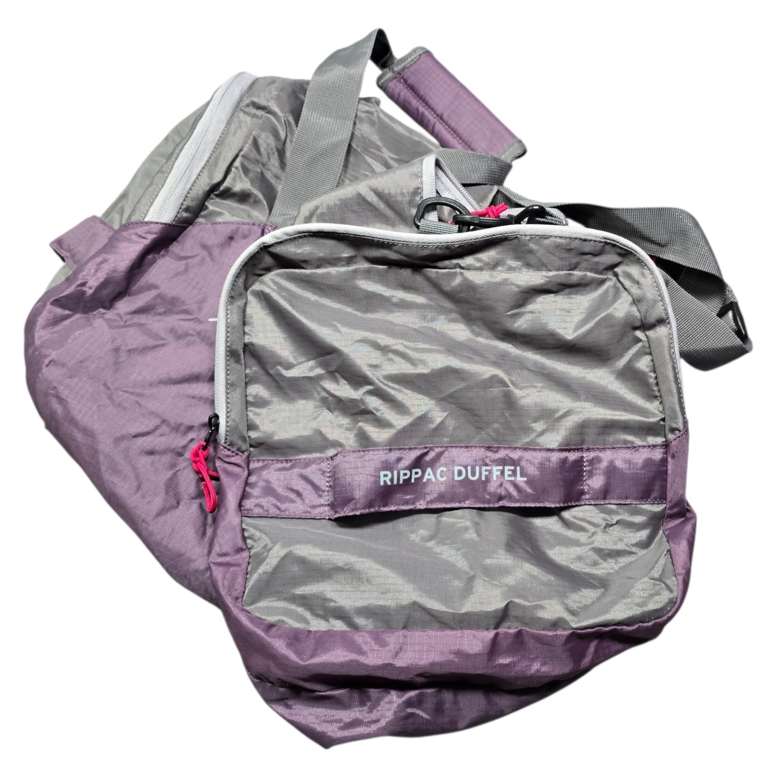 Eddie Bauer Rippac Duffel Bag Ripstop Fabric Lightweight Packable Grey Purple