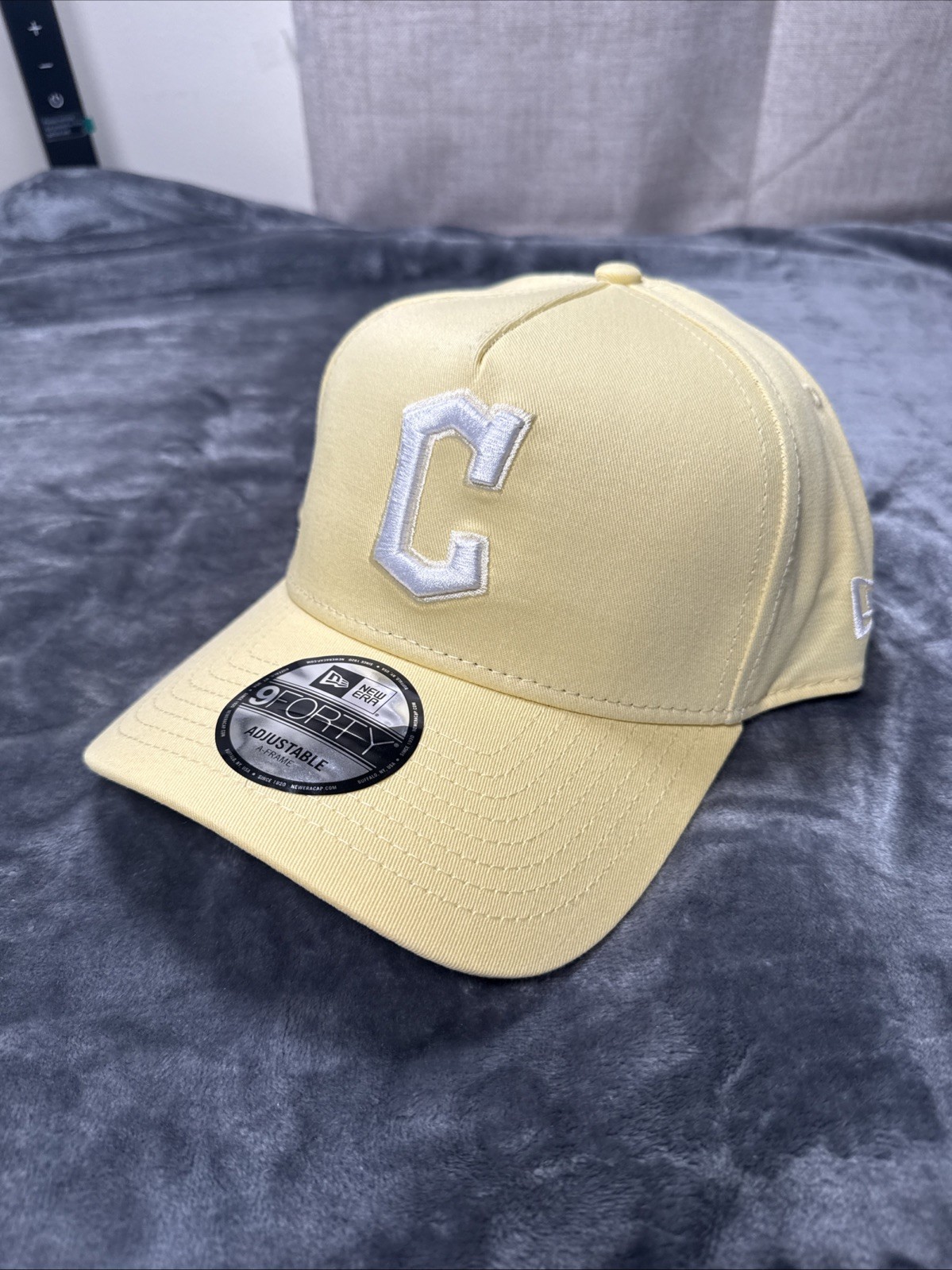 Cleveland Guardians New Era 9Forty A-Frame Yellow Cream Snapback Hat Cap MLB NEW