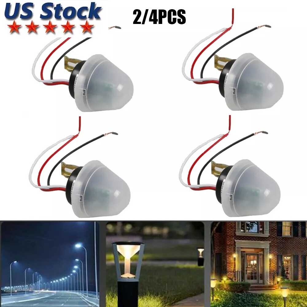 2/4PC 12V Auto On Off Outdoor Light Photocell Switch Control Dark to Dawn Sensor