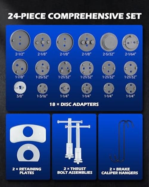 Brake Caliper Compression Tool Set, Heavy Duty Brake Piston Compressor 24pc