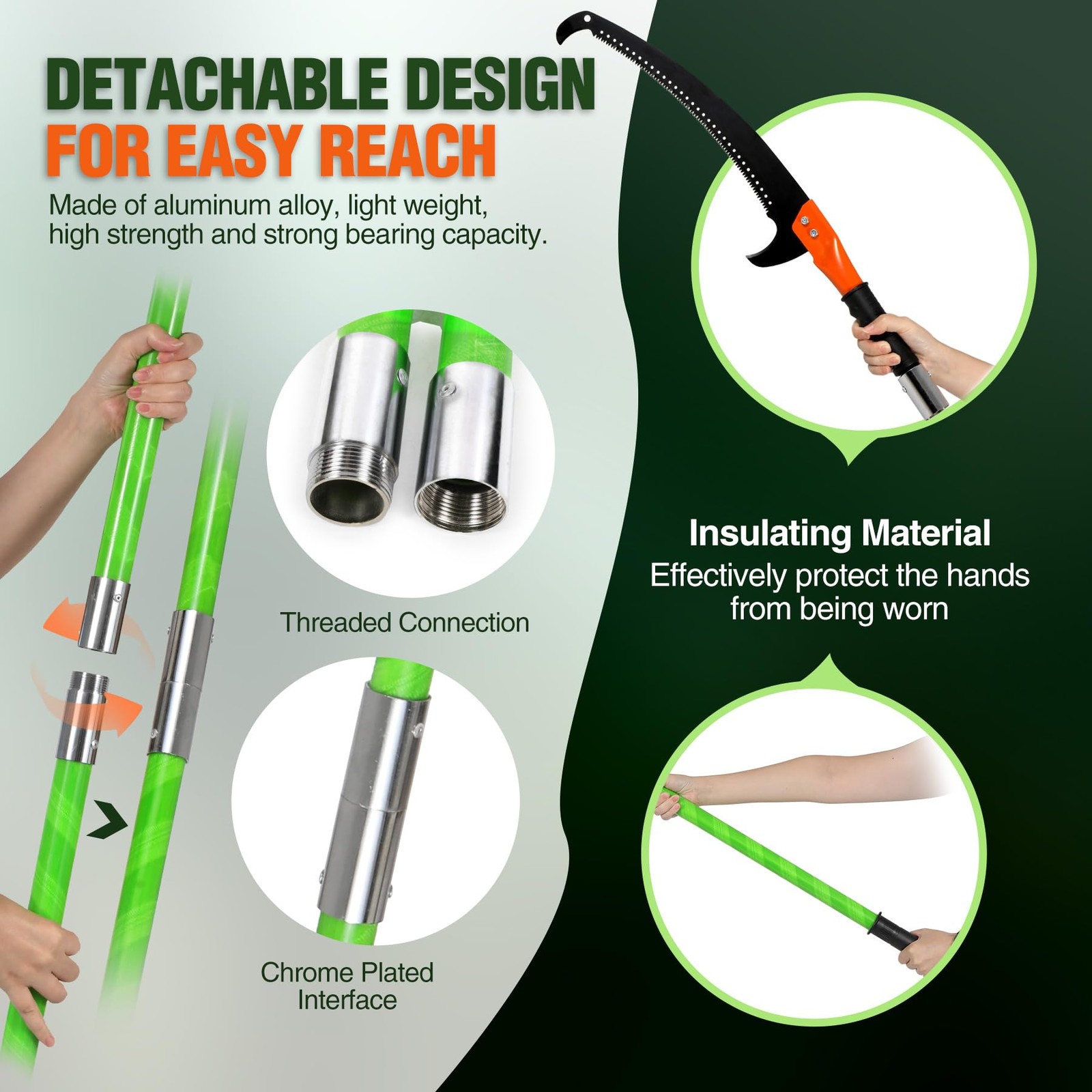 Pole Saws for Tree Trimming, 5.5-25ft Extendable Tree Trimmer, Manual Tree cu...