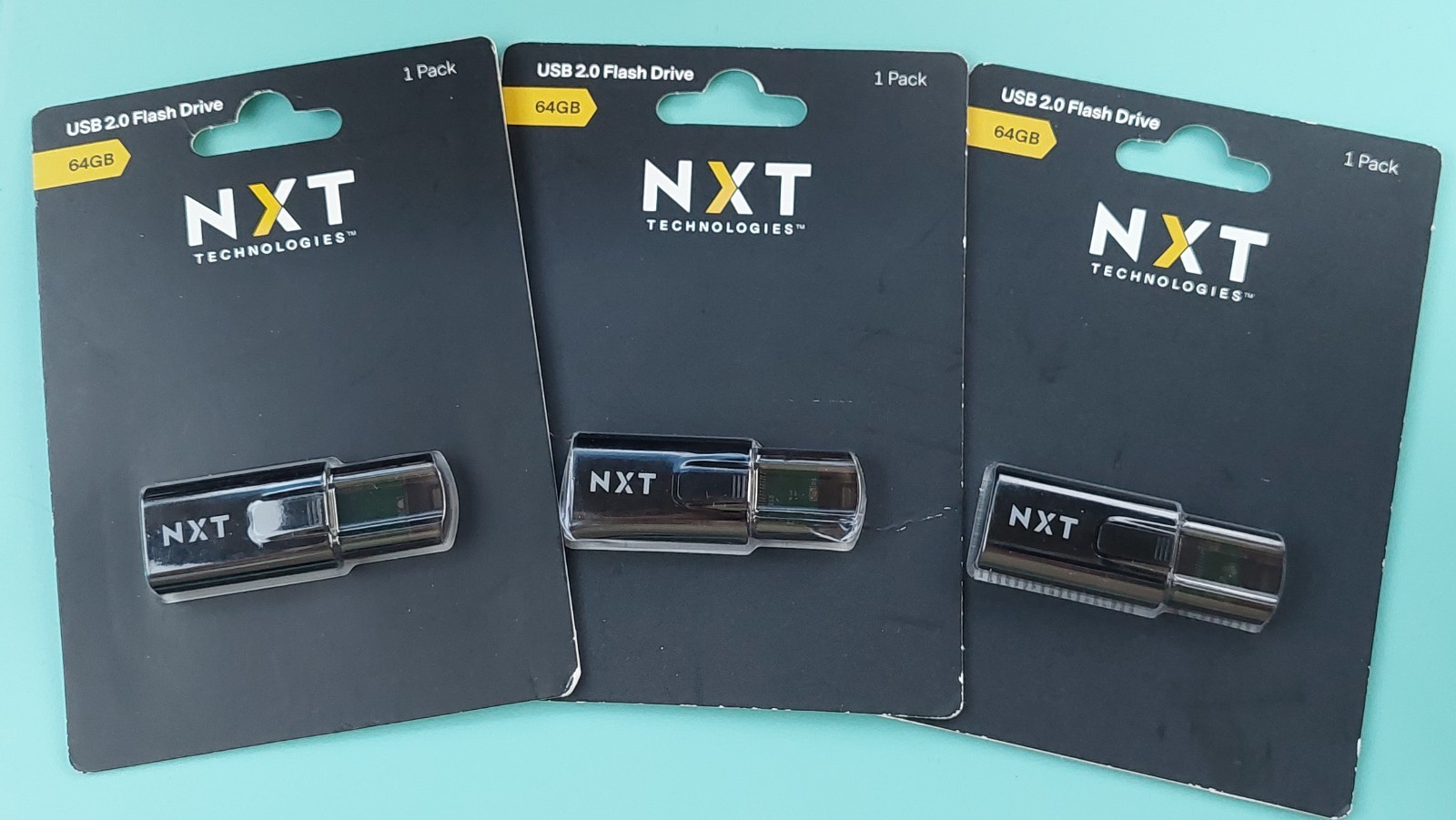 Genuine 3 Pack NXT Technologies 64GB USB 2.0 Type-A Flash Drives Black NX61110