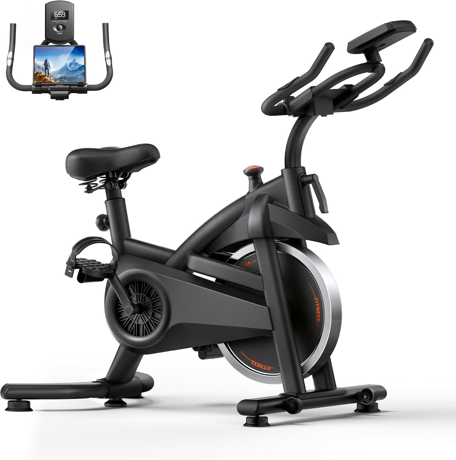 Exercise Bike, Brake Pad Stationary Bike for Home with Exclusive App