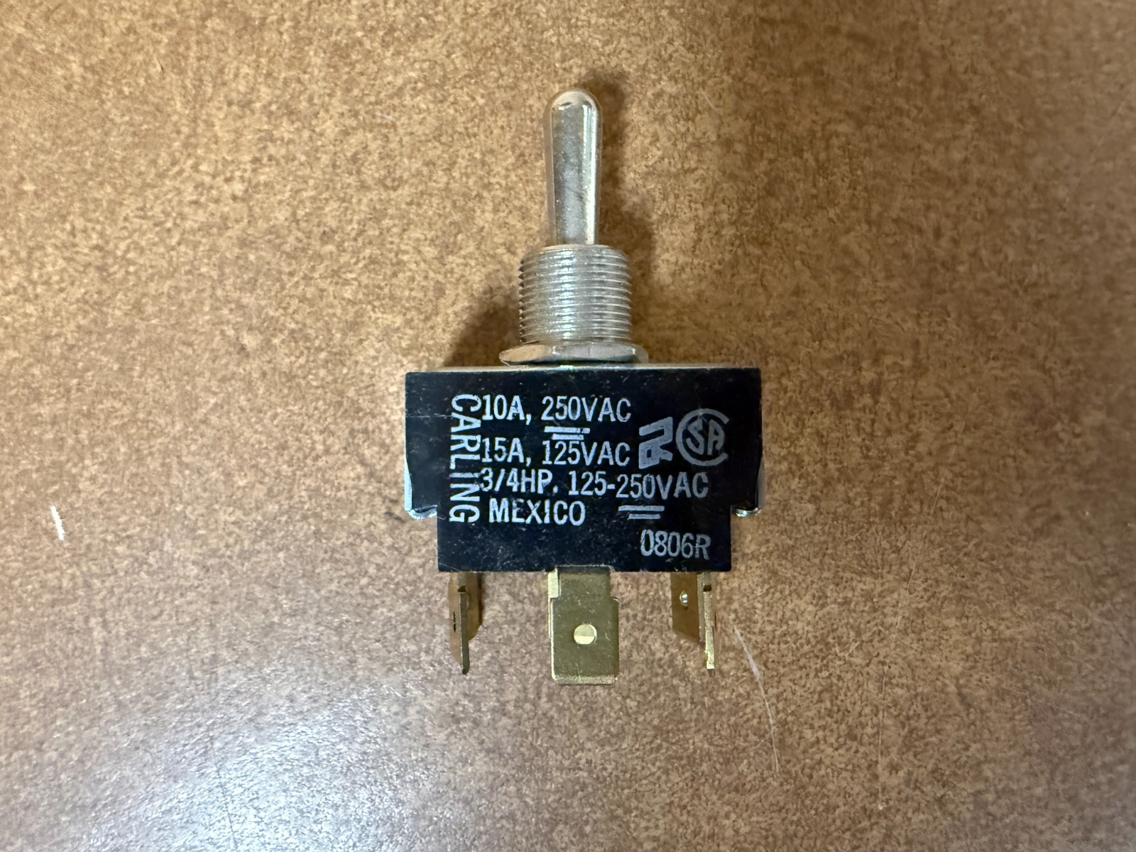 Carling Toggle Switch 10A 250VAC / 15A 125VAC 3/4 HP 125-250 VAC
