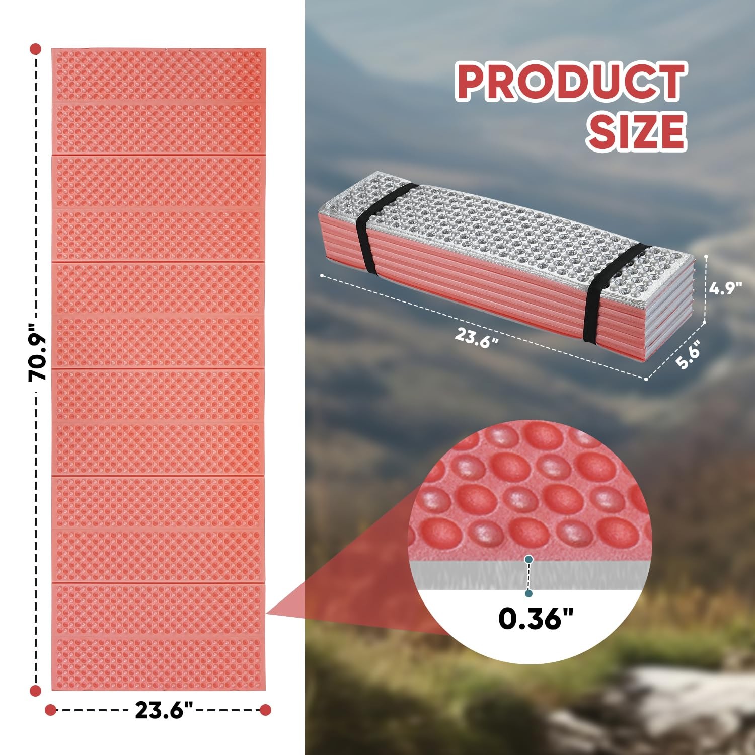 Ultralight Foam Sleeping Pad Waterproof Closed Cell Foldable Camp Mat