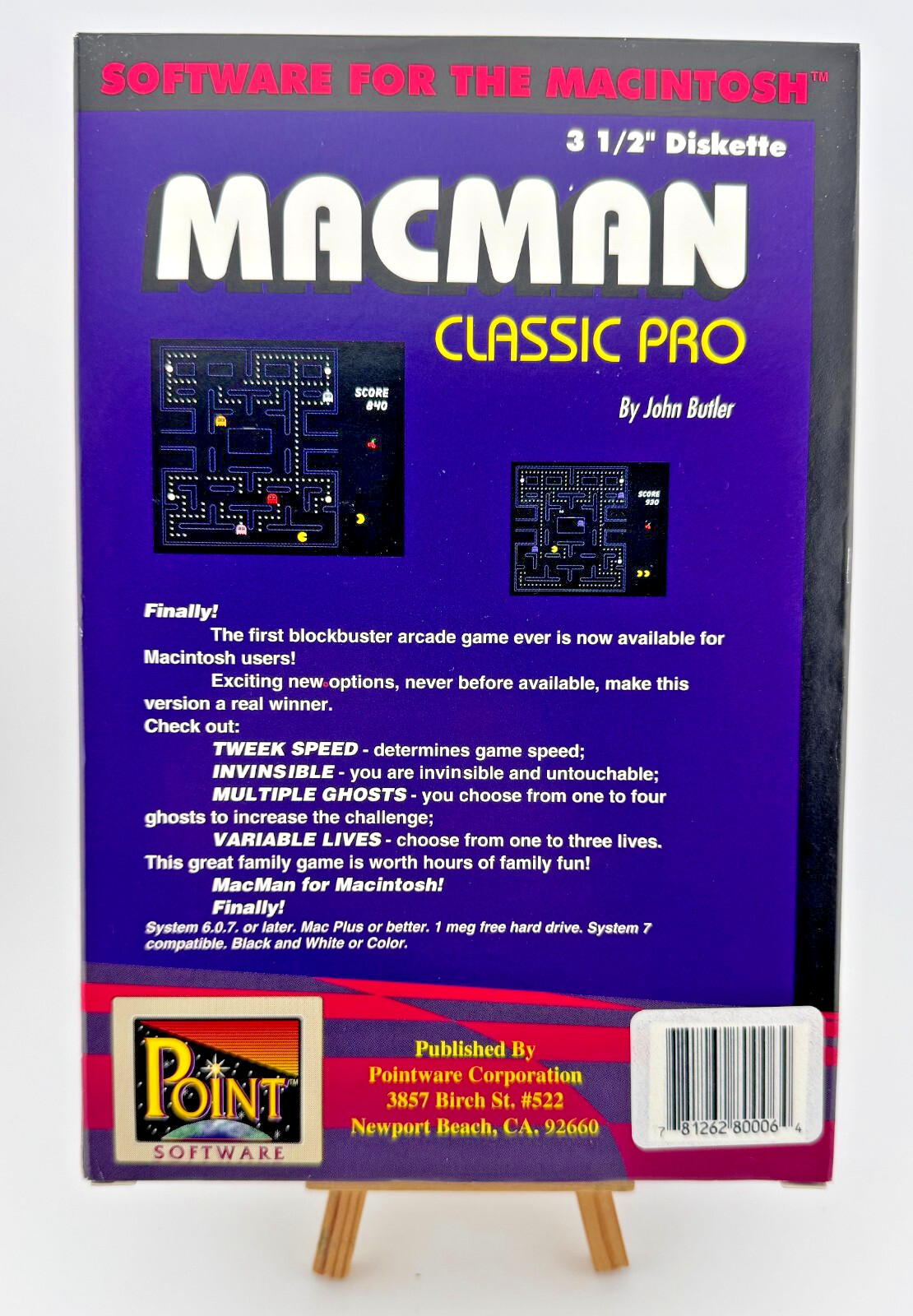 Macman Classic Pro by John Butler Open Box Complete Pac-Man MacIntosh Apple Mac