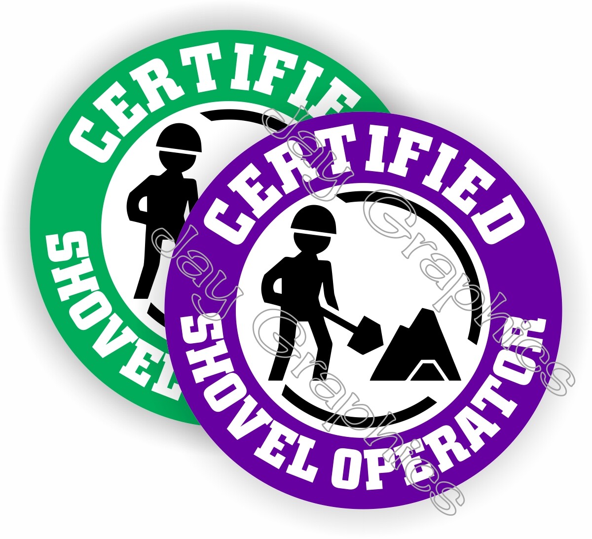 (2x) Funny SHOVEL OPERATOR Hard Hat Stickers Helmet Safety Decals USA