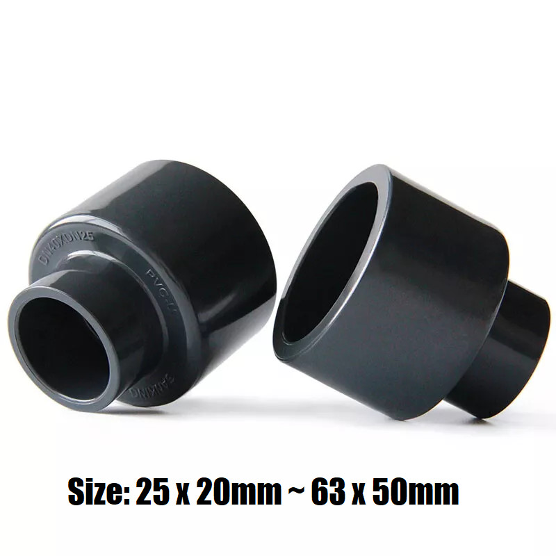 PVC Pipe Reducer Straight Water Pipe Join Fitting Aquarium Grey 20/25/32/40/63mm