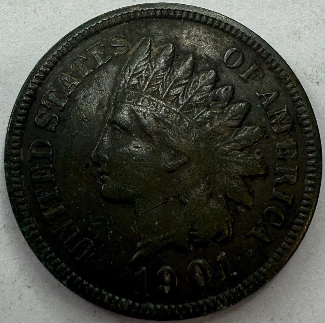 1901 Indian Head Cent Environment Damage Nice Details Exact Coin Imaged #IND1702