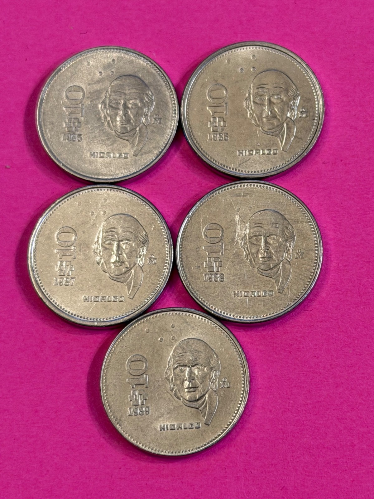 COIN MEXICO 1985 TO 1989 10 PESOS HIDALGO FREE SHIPPING