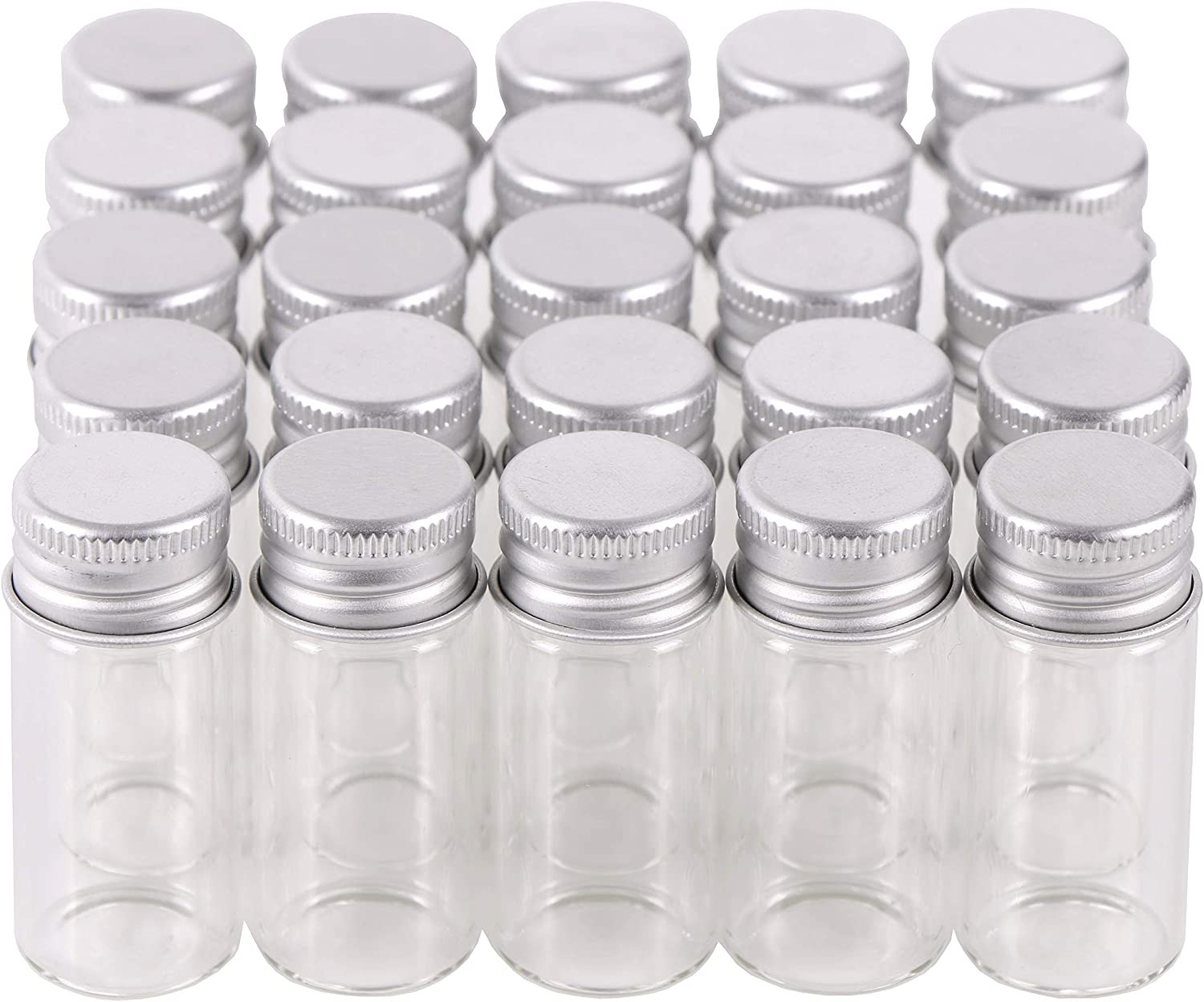 100 10Ml Vials Small Mini Tiny Glass Bottles Clear Empty Jars with Aluminum Top