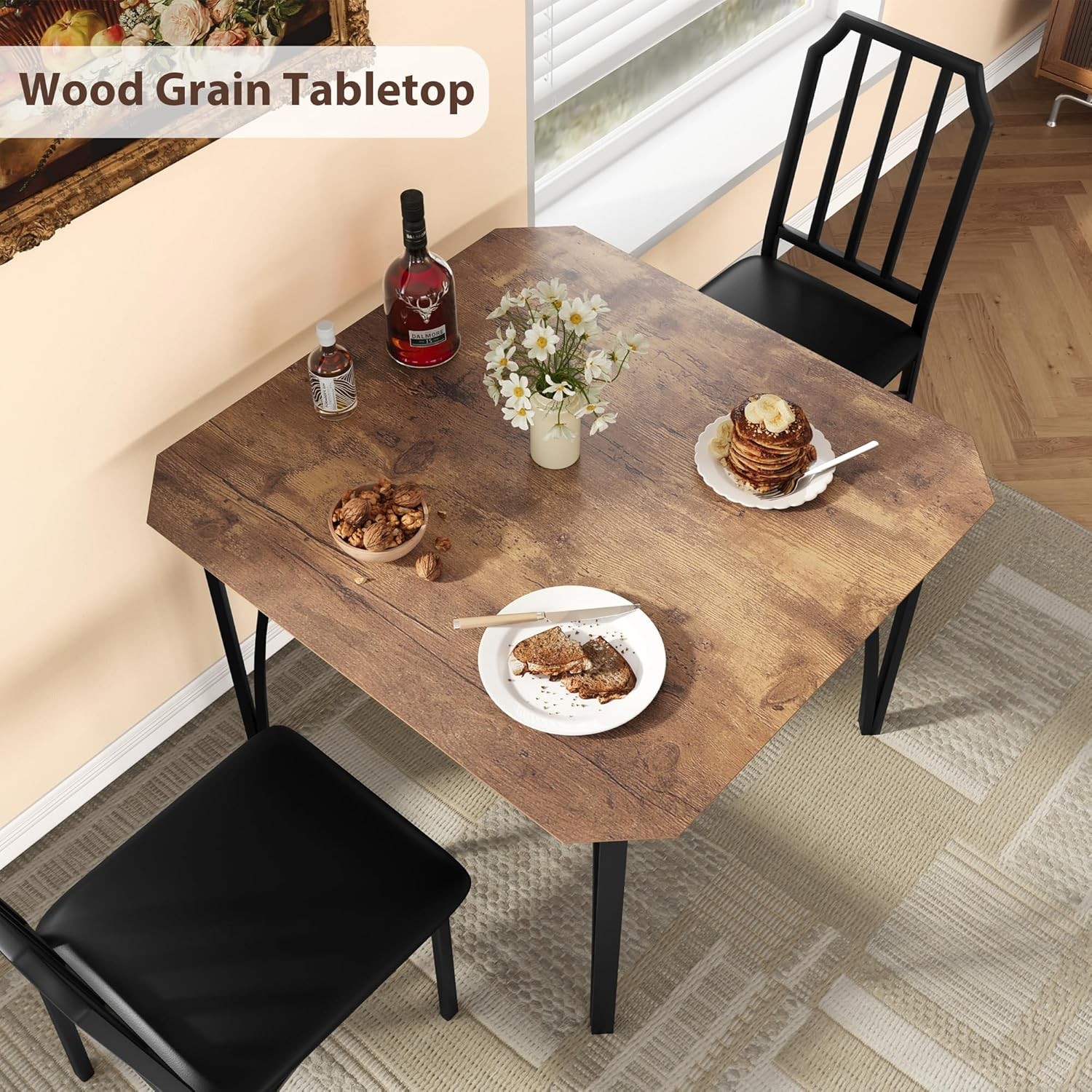 3 Piece Dining Table Set for 2 Home Dinette Table Kitchen Table and 2 Chairs USA