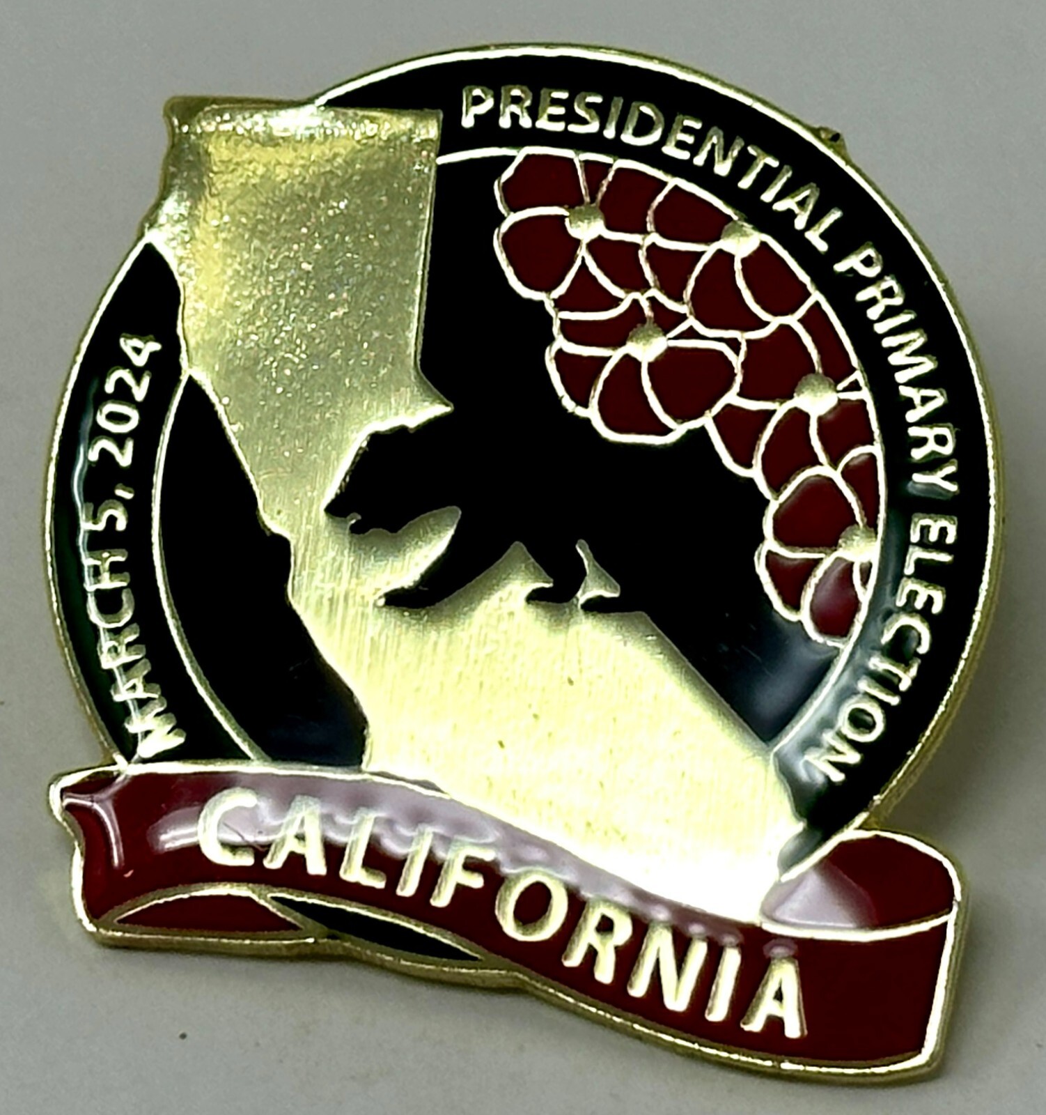 New 5 MAR 2024 California Presidential Primary Election Lapel Hat Pin Button