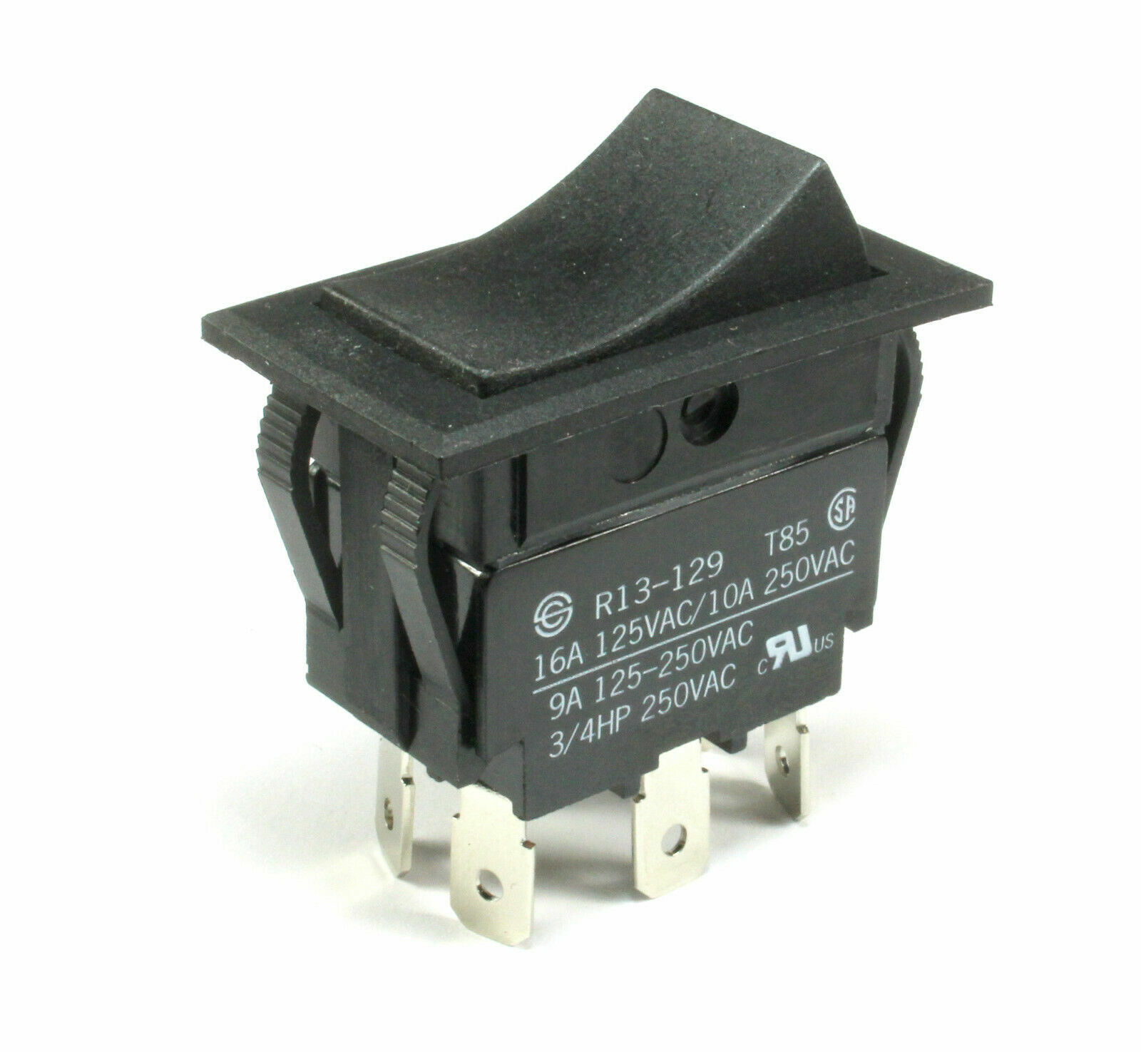 SCI Rocker Switch 6-Pins 16A/125VAC 10A/250VAC, 3 Position, ON/OFF/ON DPDT