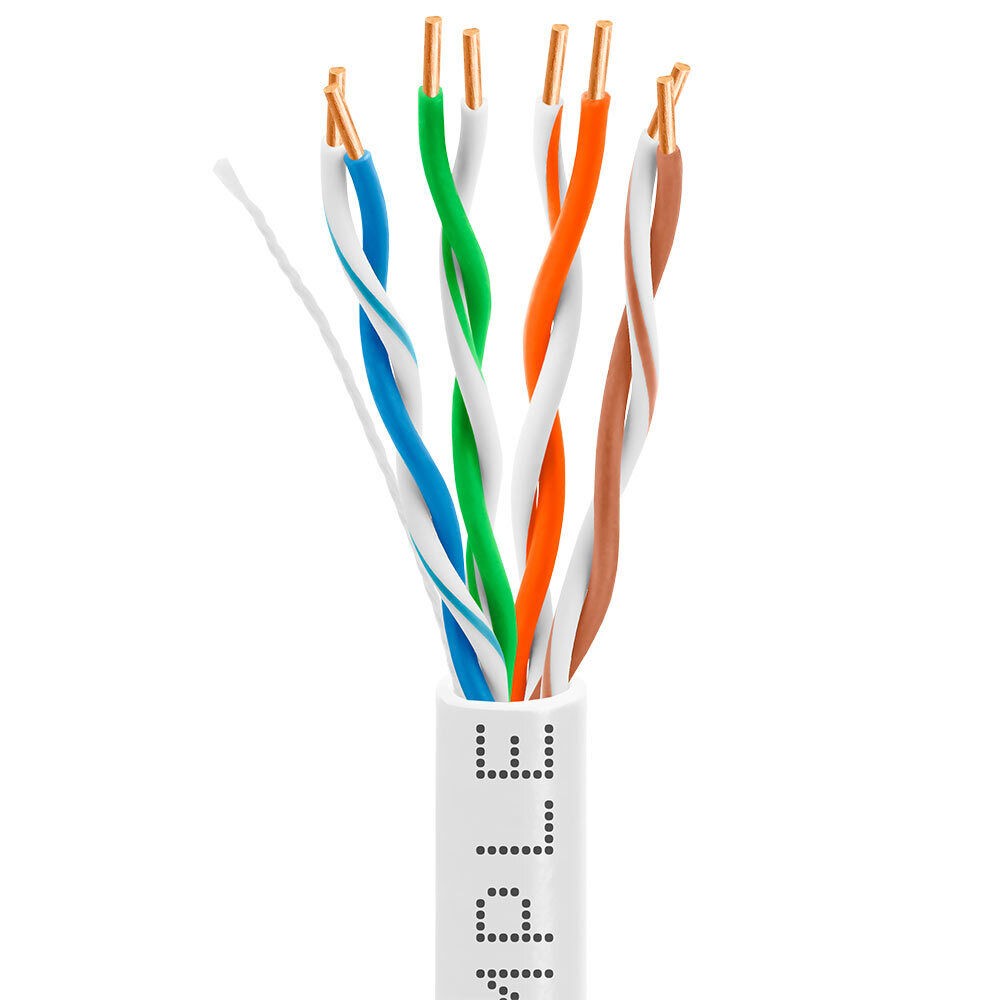 2 Pack Cat5e Plenum Ethernet Cable 1000ft CMP Solid 24AWG UTP High Speed White