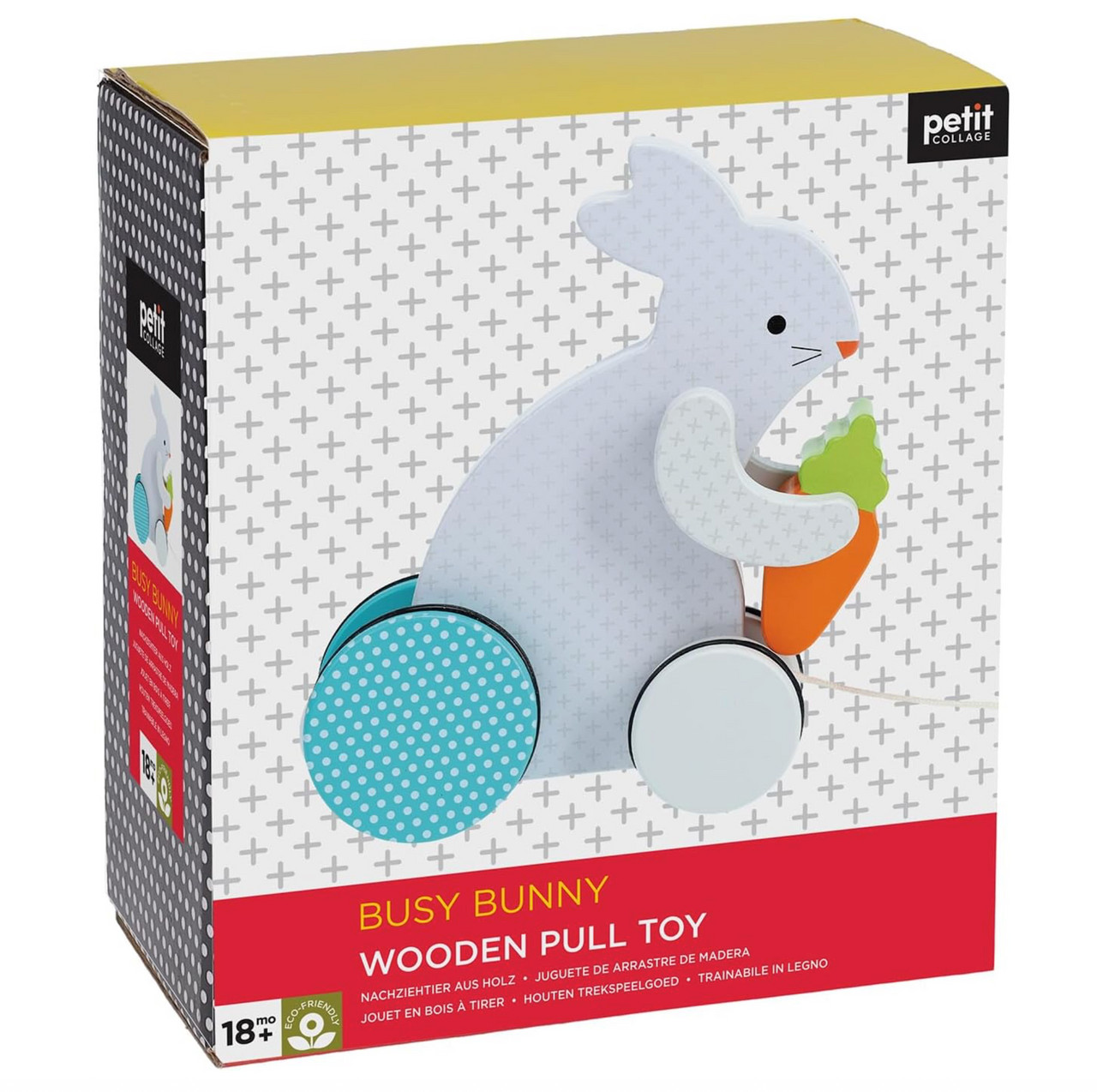 Petit Collage Busy Bunny Wooden Pull Toy