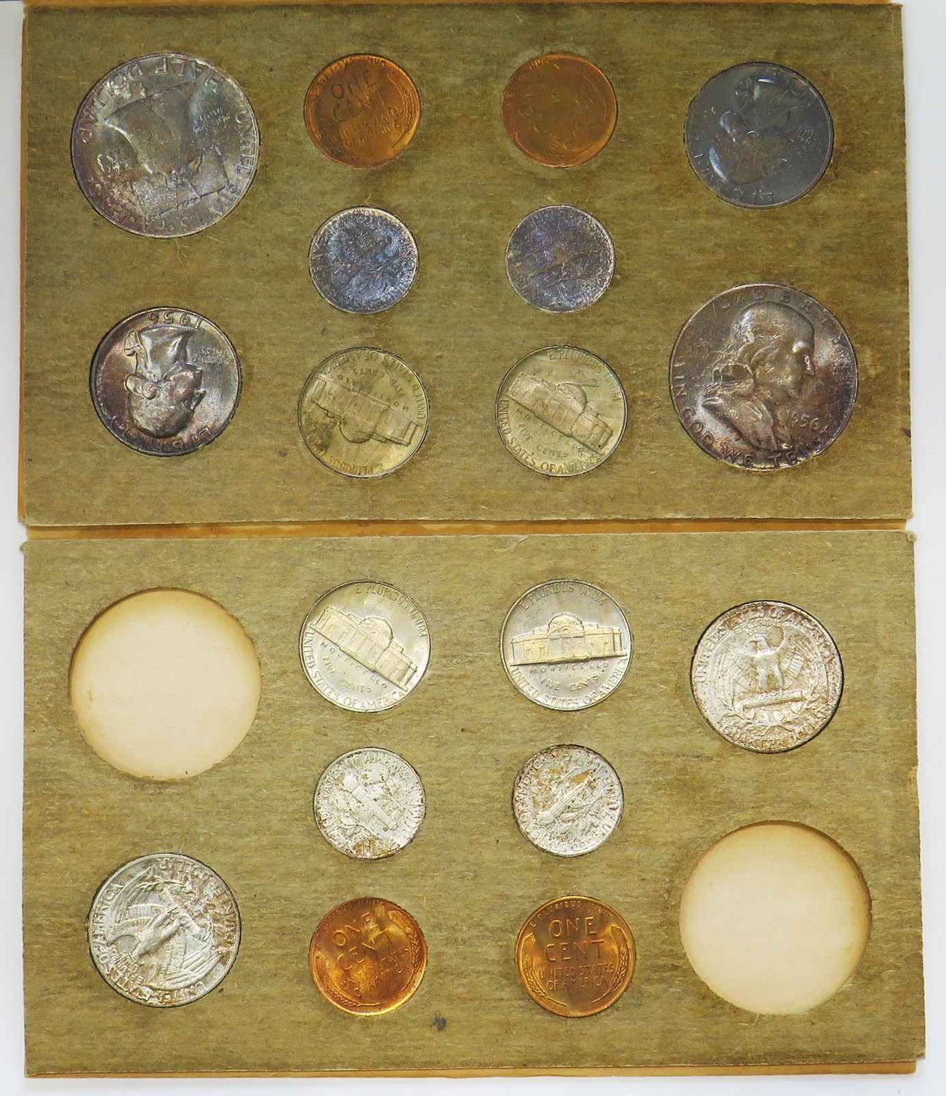 1956 P & D MINT STATE ORIGINAL FLAT PACK CARD ENVELOPE 18 COIN MINT SET