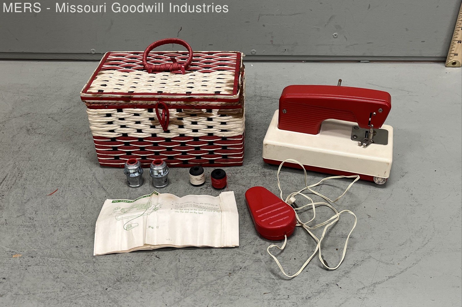Cragstan Crystal Mini Portable Sewing Machine Red Mid Century Atomic 1950s