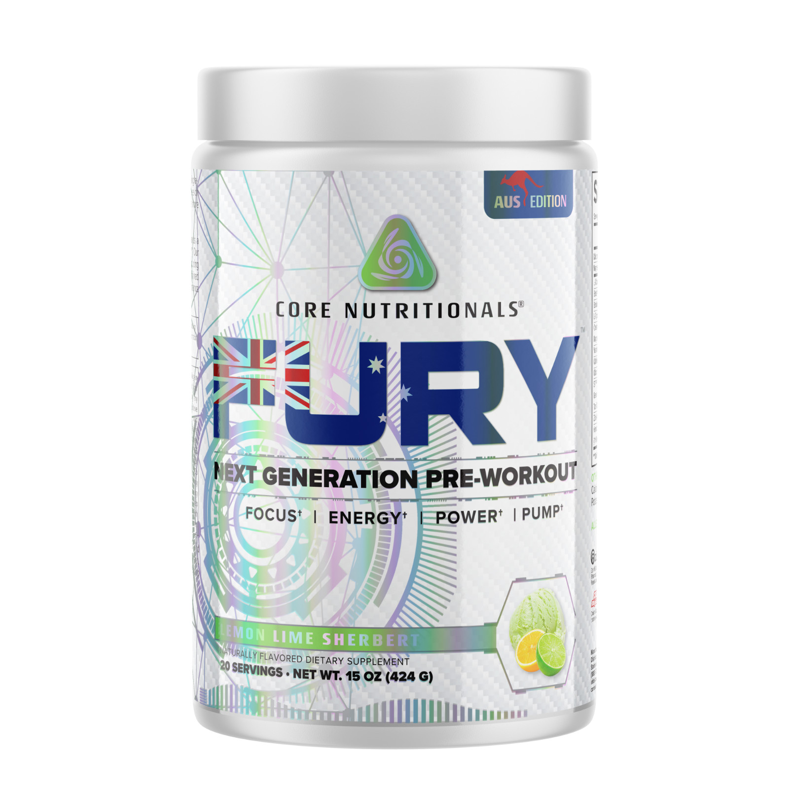 Core Nutritionals FURY Preworkout (Lemon Lime Sherbert) Power | Pump | Energy