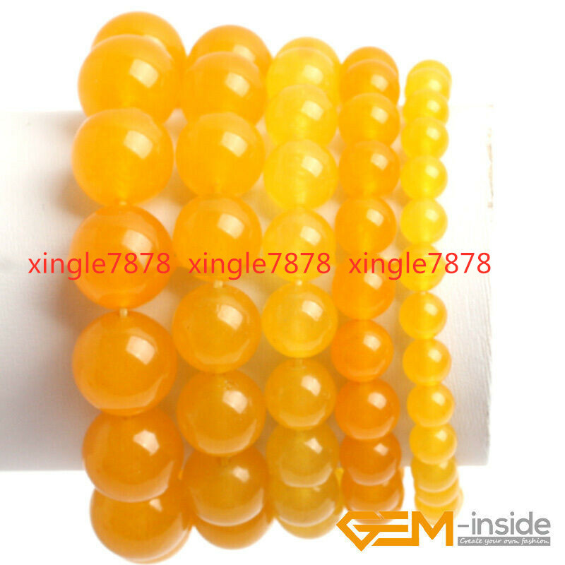 Natural 6/8/10/12/14mm Yellow Topaz Round Gemstone Stretch Jewelry Bracelet 7.5"