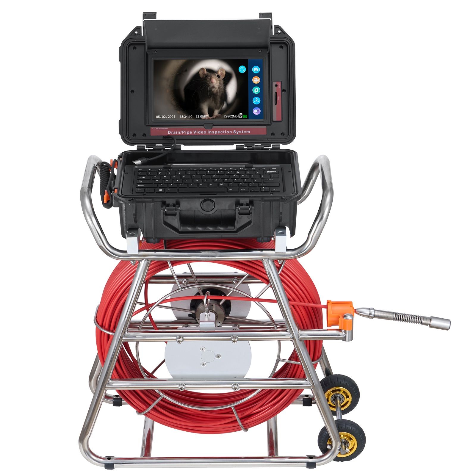 Sewer Camera 328ft 10.1 inch Touchscreen, Self Leveling IP68 Drain Inspection