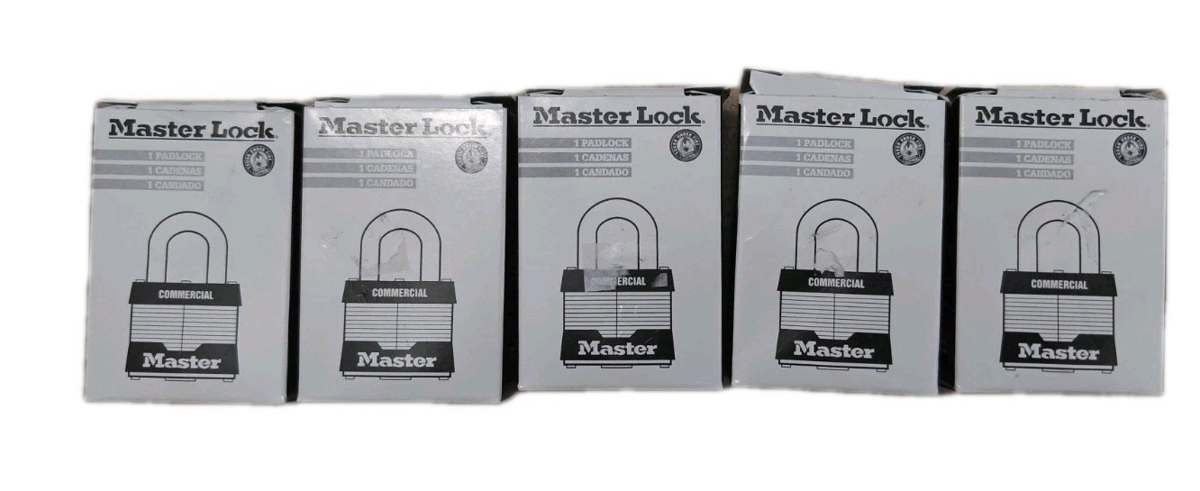 New Master Lock 1-3/4" Steel Padlocks 5-Pack KEYED ALIKE Same Key #2438