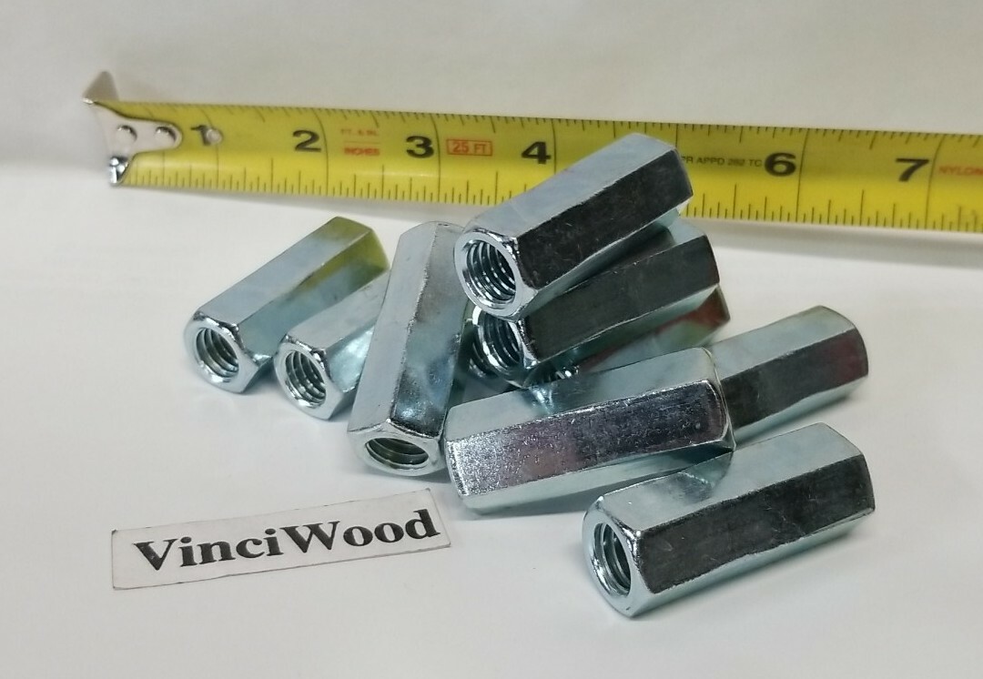 7/16-14 x 1-3/4" (5/8" Wide), (10) COUPLING Nut, Zinc Finish. Shipped Fast.