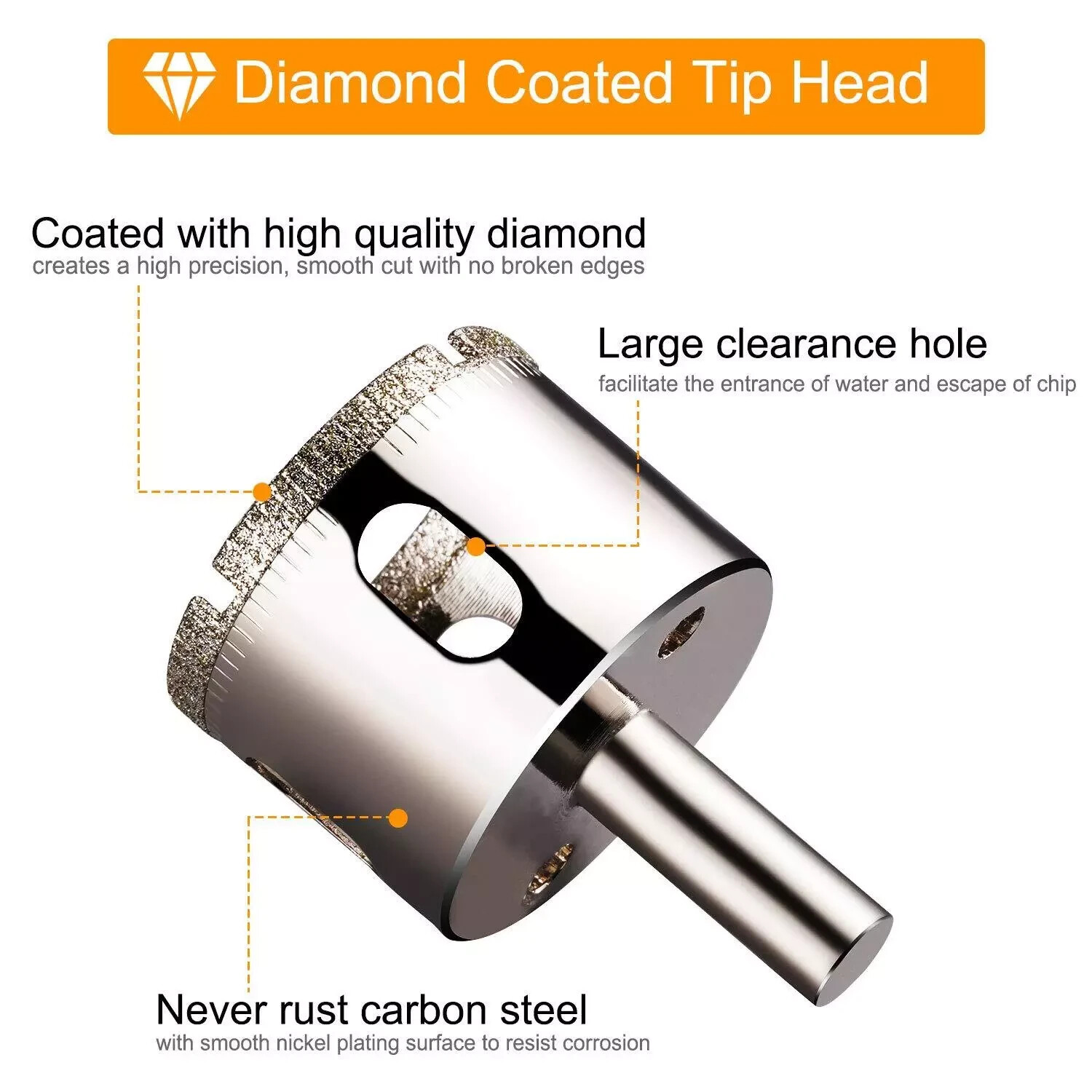 16Pcs Diamond Hole Saw Drill Bit Tool Set Glass Tile Ceramic Marble Cut Guide