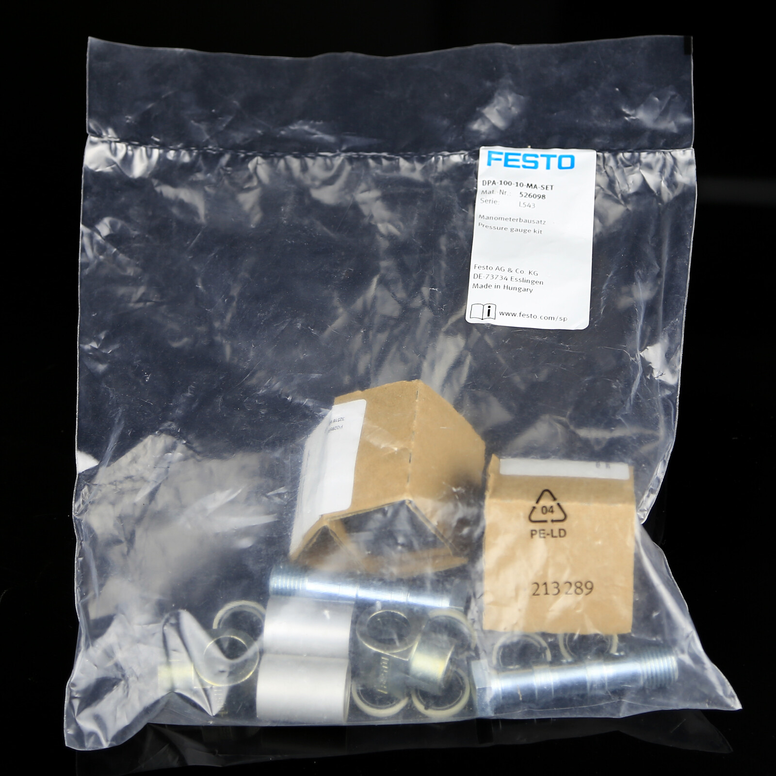 New Genuine FESTO DPA-100-10-MA-SET 526098 Pressure Gauge Kit - US Stock