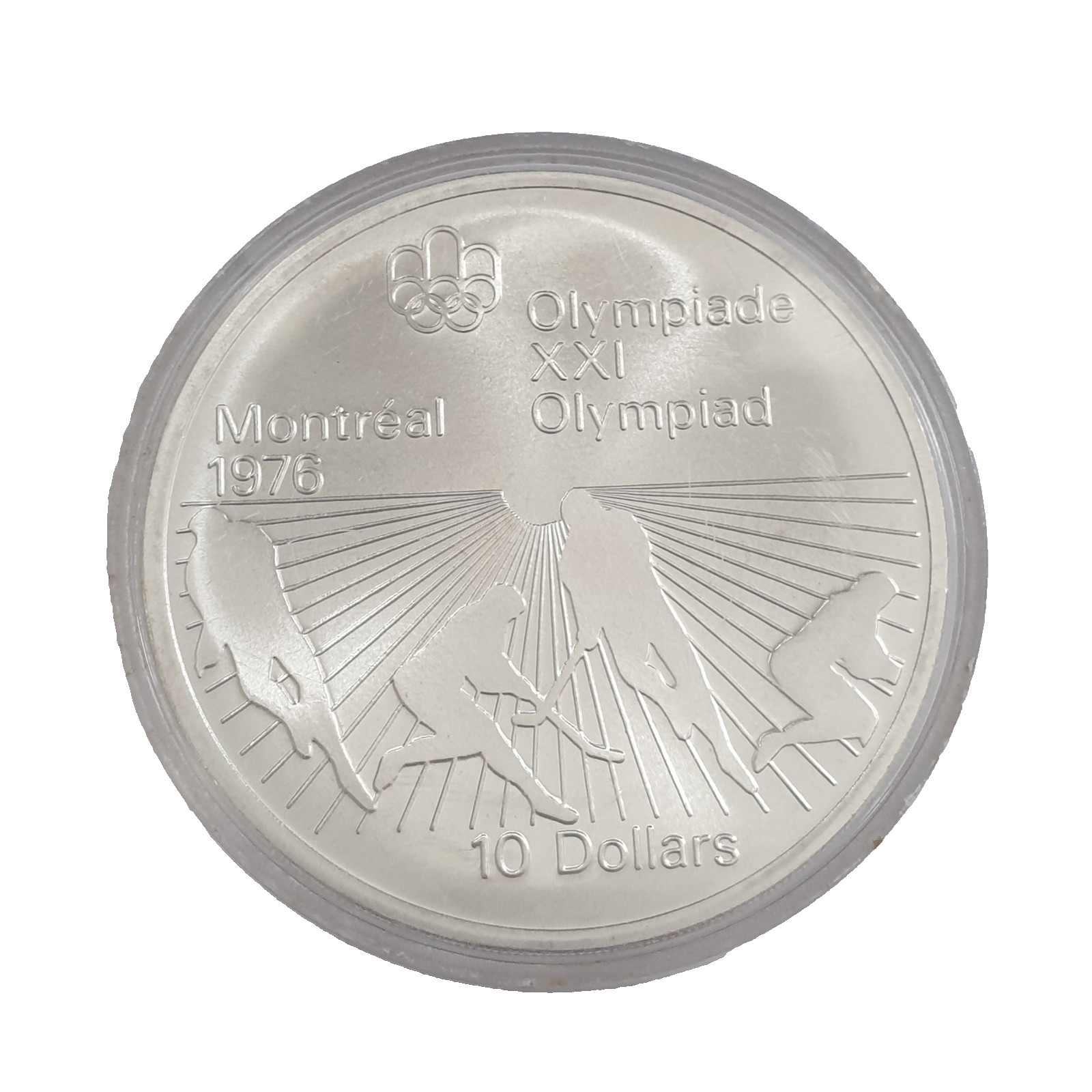 1976 Canada $10 Ten Dollar Silver Coin Montreal Olympics Field Hockey QEII